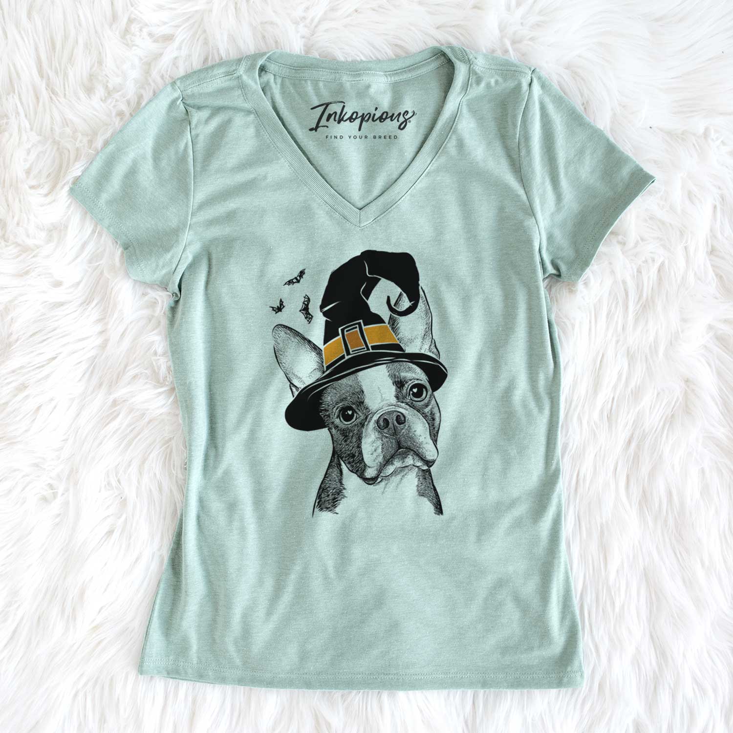 Witch Dee Dee the Boston Terrier - Women's V-neck Shirt