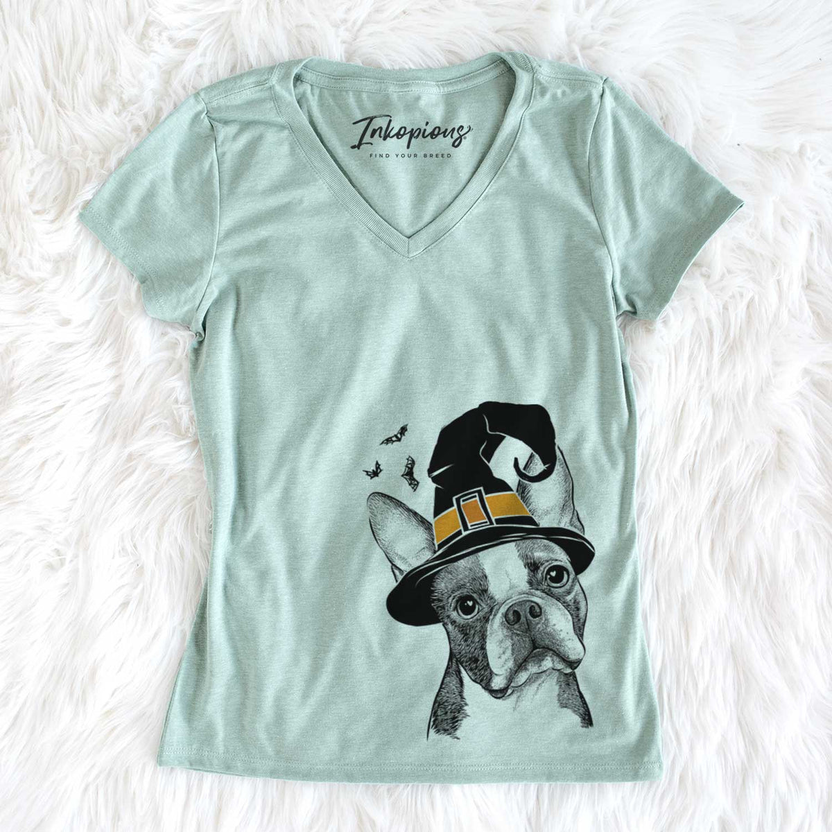 Witch Dee Dee the Boston Terrier - Women&#39;s V-neck Shirt