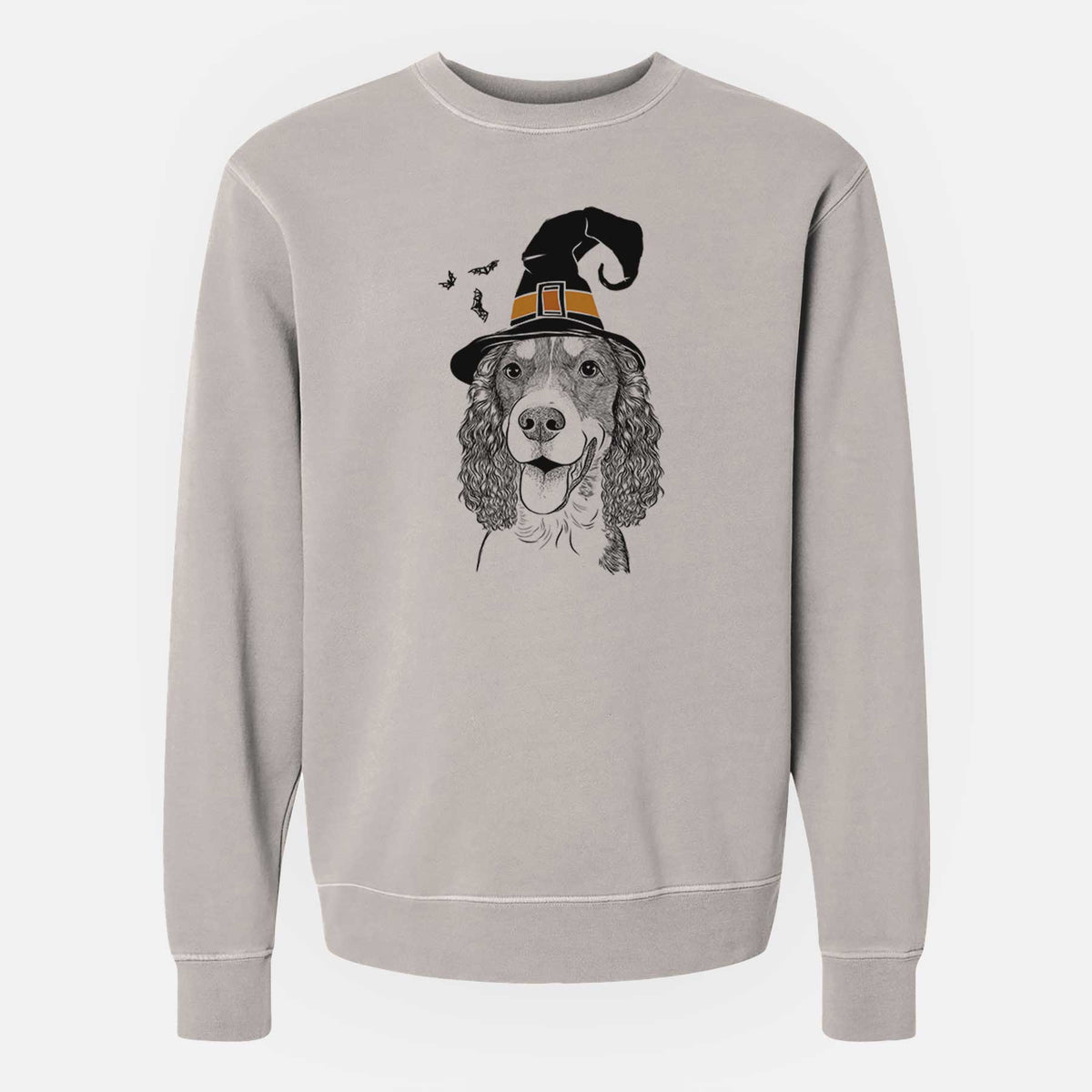 Witch Delilah the English Springer Spaniel - Unisex Pigment Dyed Crew Sweatshirt