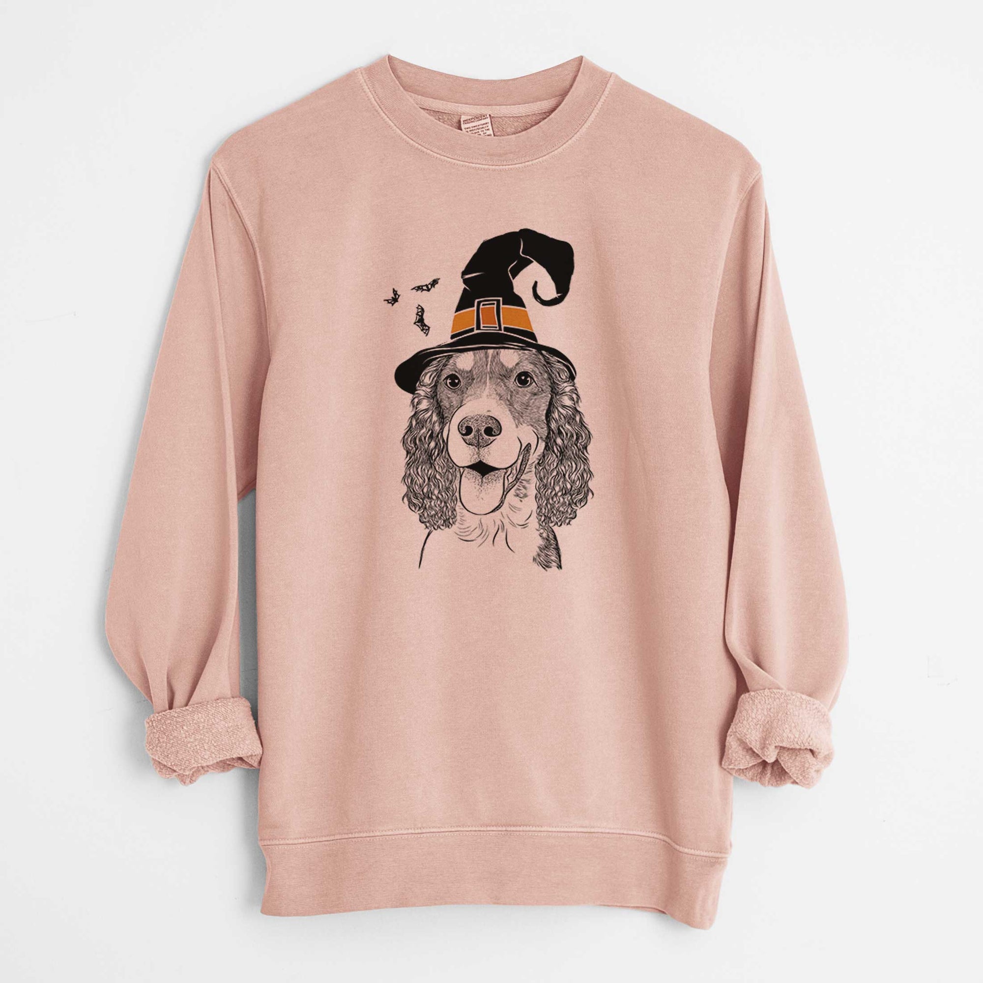 Witch Delilah the English Springer Spaniel - Unisex Pigment Dyed Crew Sweatshirt