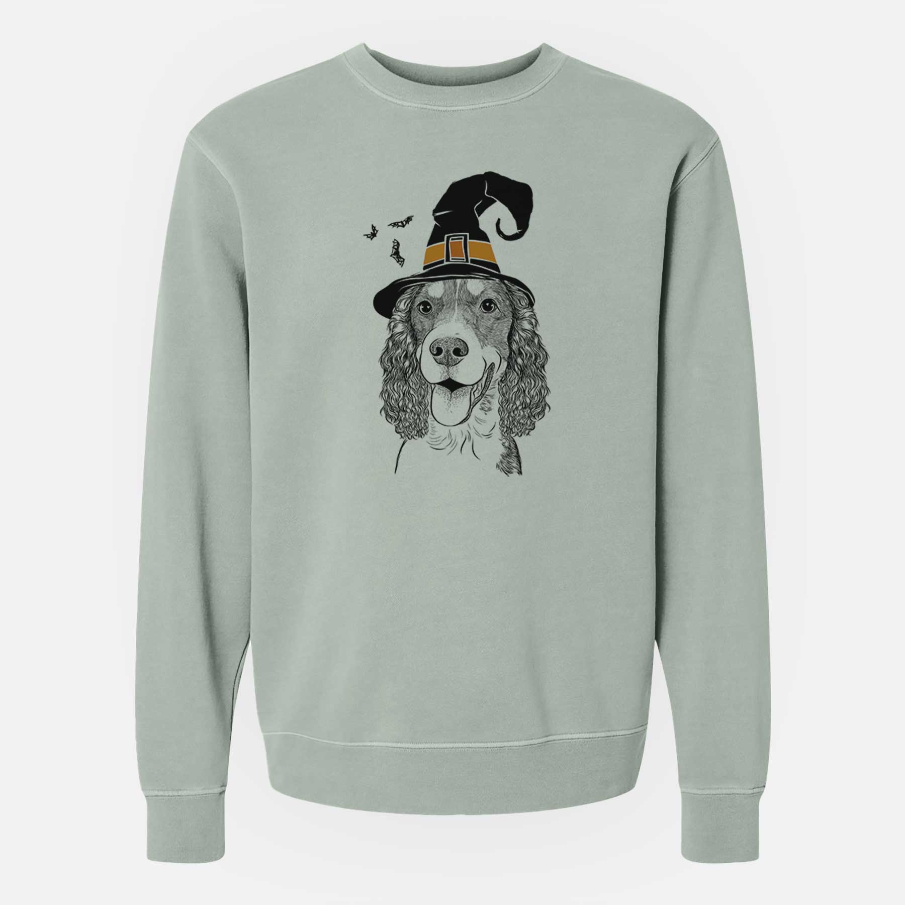 Witch Delilah the English Springer Spaniel - Unisex Pigment Dyed Crew Sweatshirt