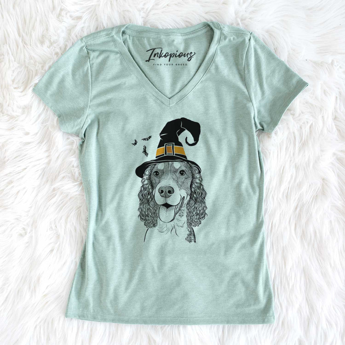 Witch Delilah the English Springer Spaniel - Women's V-neck Shirt