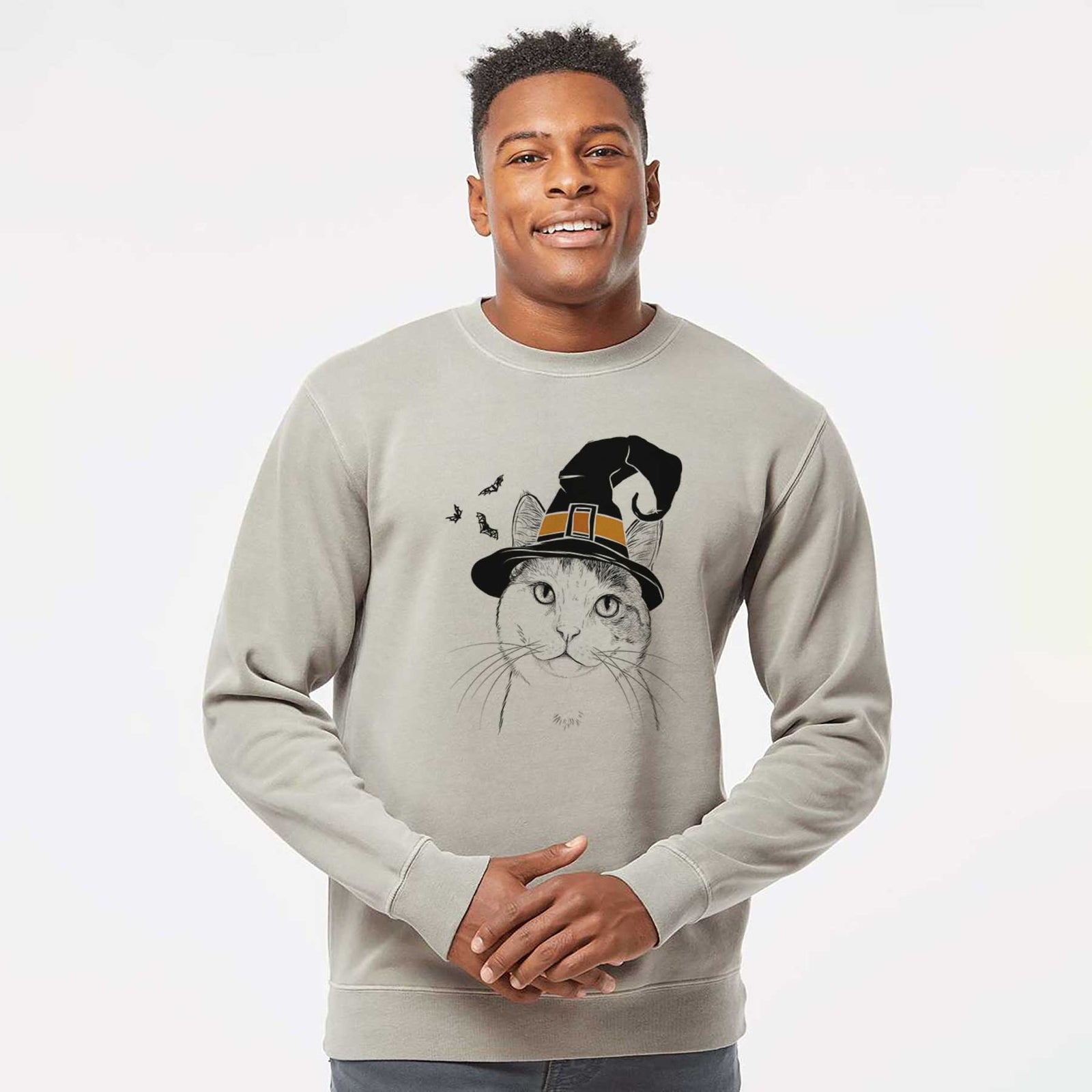 Witch Denver the Calico Cat - Unisex Pigment Dyed Crew Sweatshirt