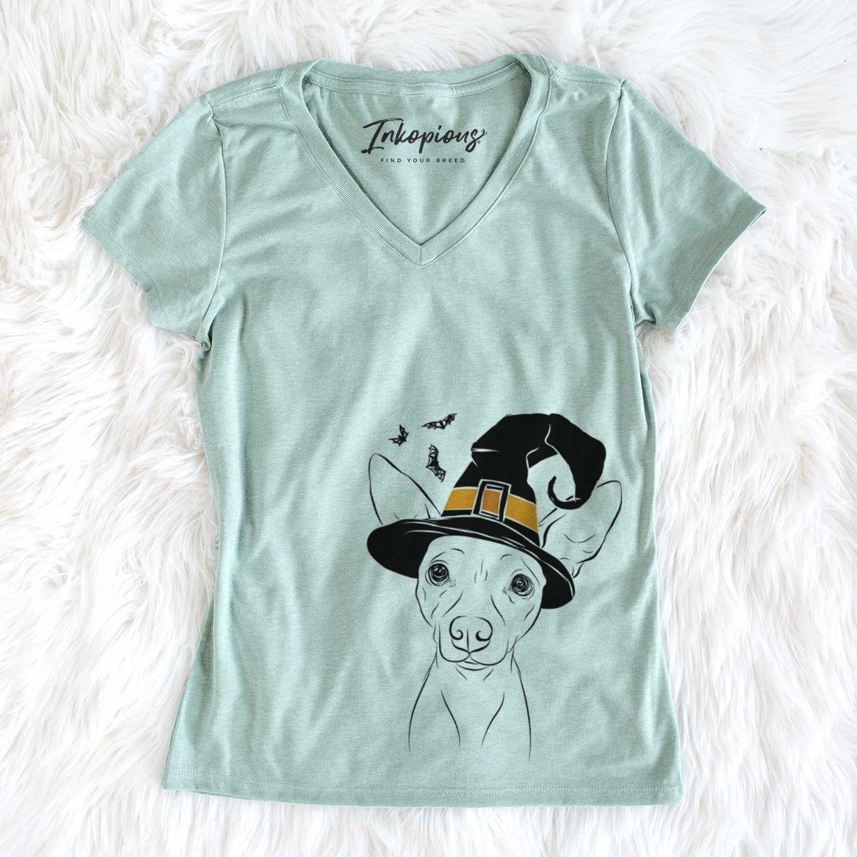 Witch Desi the American Hairless Terrier - Women&#39;s V-neck Shirt