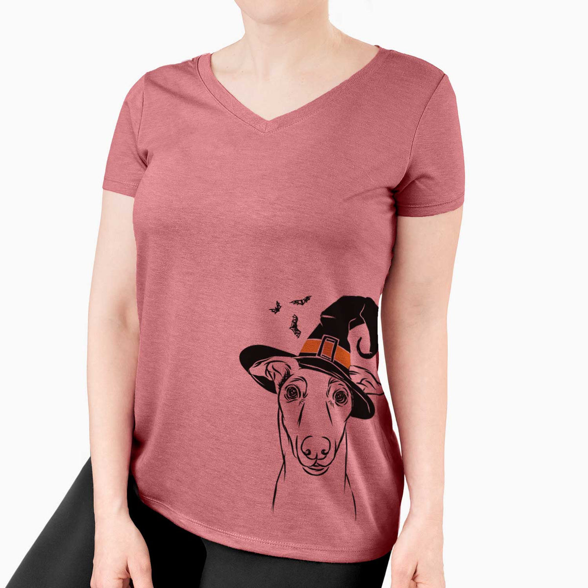 Witch Diva the Greyhound - Women's V-neck Shirt