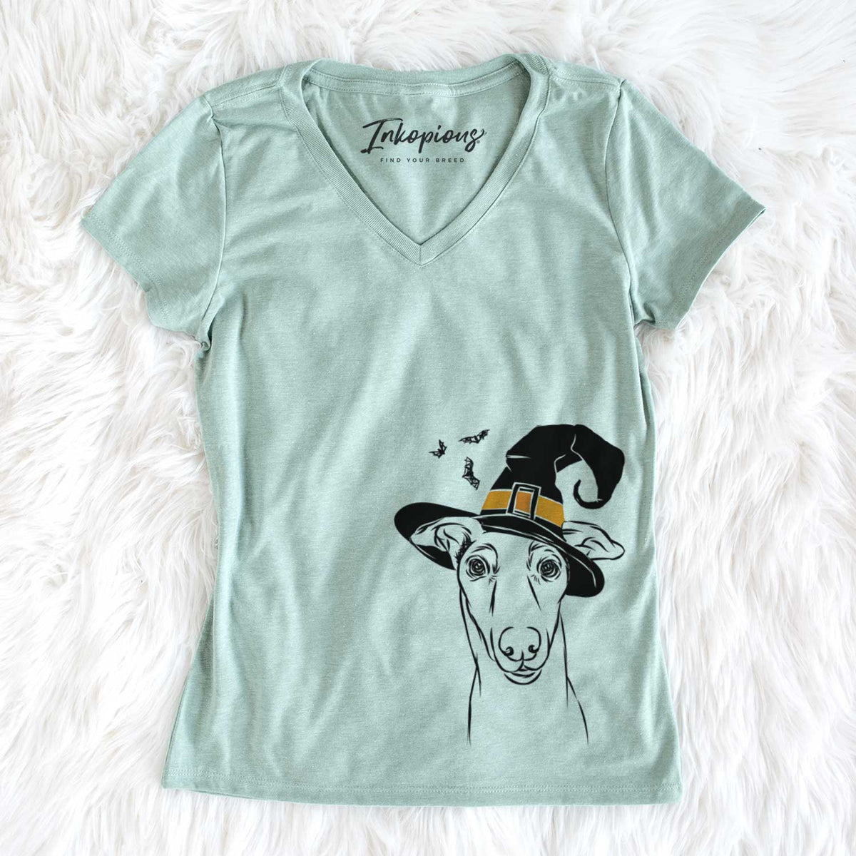 Witch Diva the Greyhound - Women&#39;s V-neck Shirt