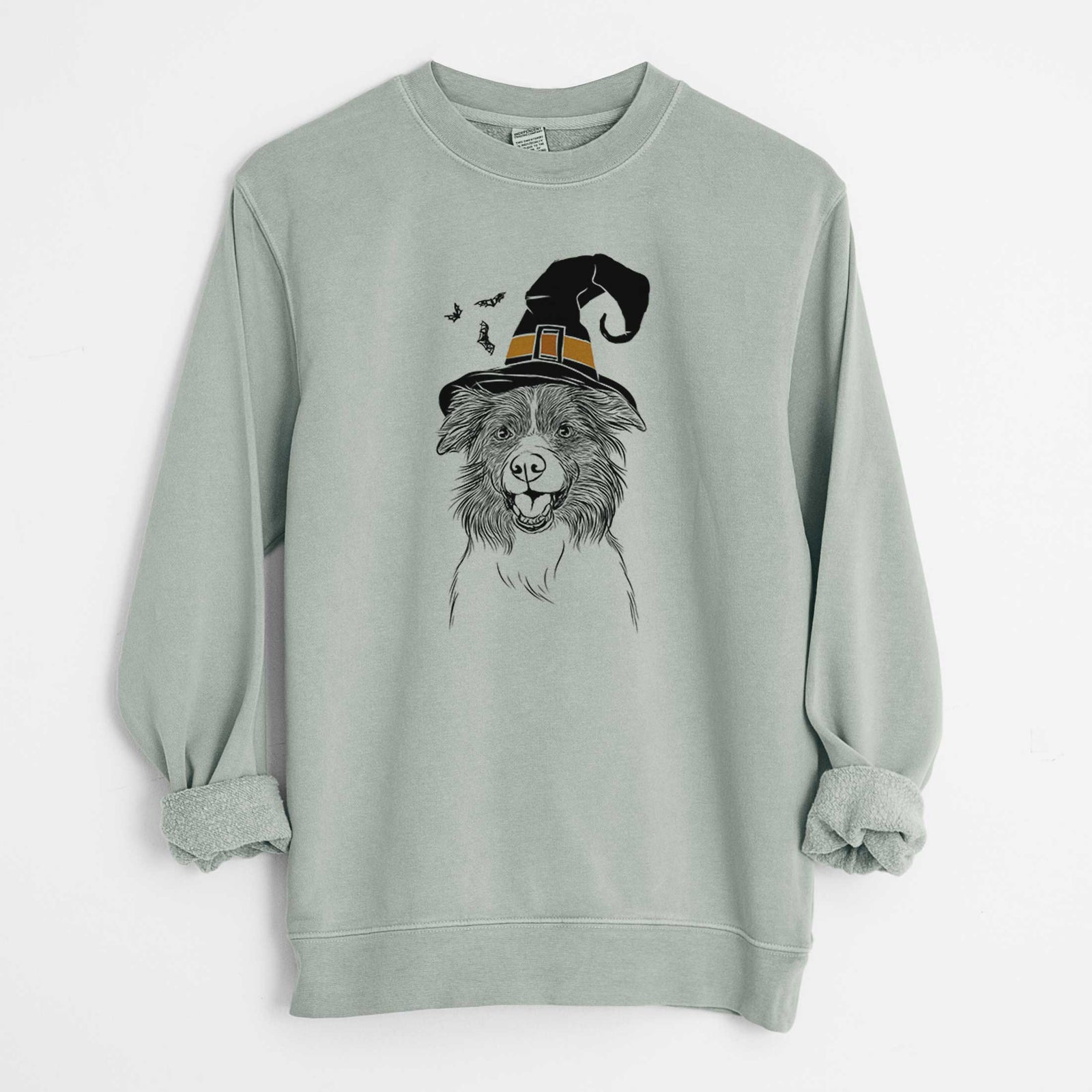 Witch Dizzy the Border Collie - Unisex Pigment Dyed Crew Sweatshirt