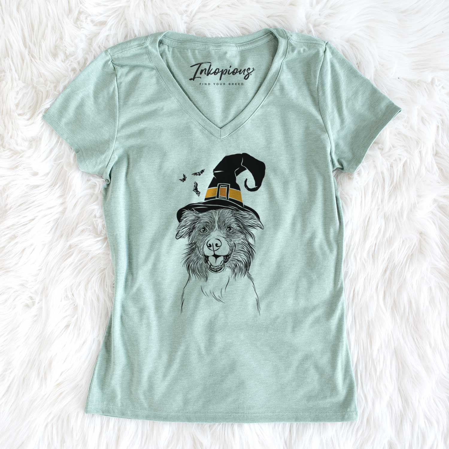 Witch Dizzy the Border Collie - Women's V-neck Shirt