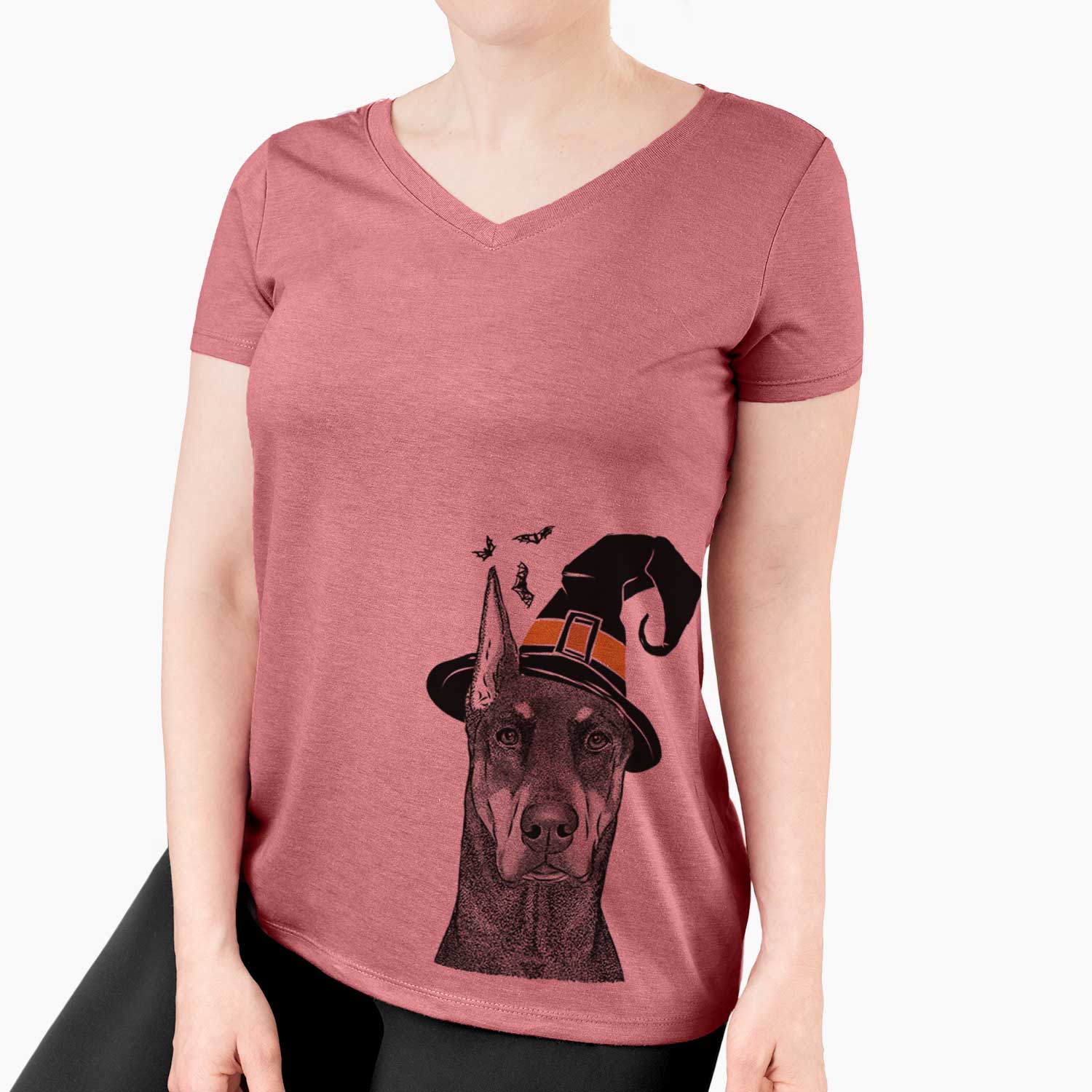 Witch Drake the Doberman Pinscher - Women's V-neck Shirt