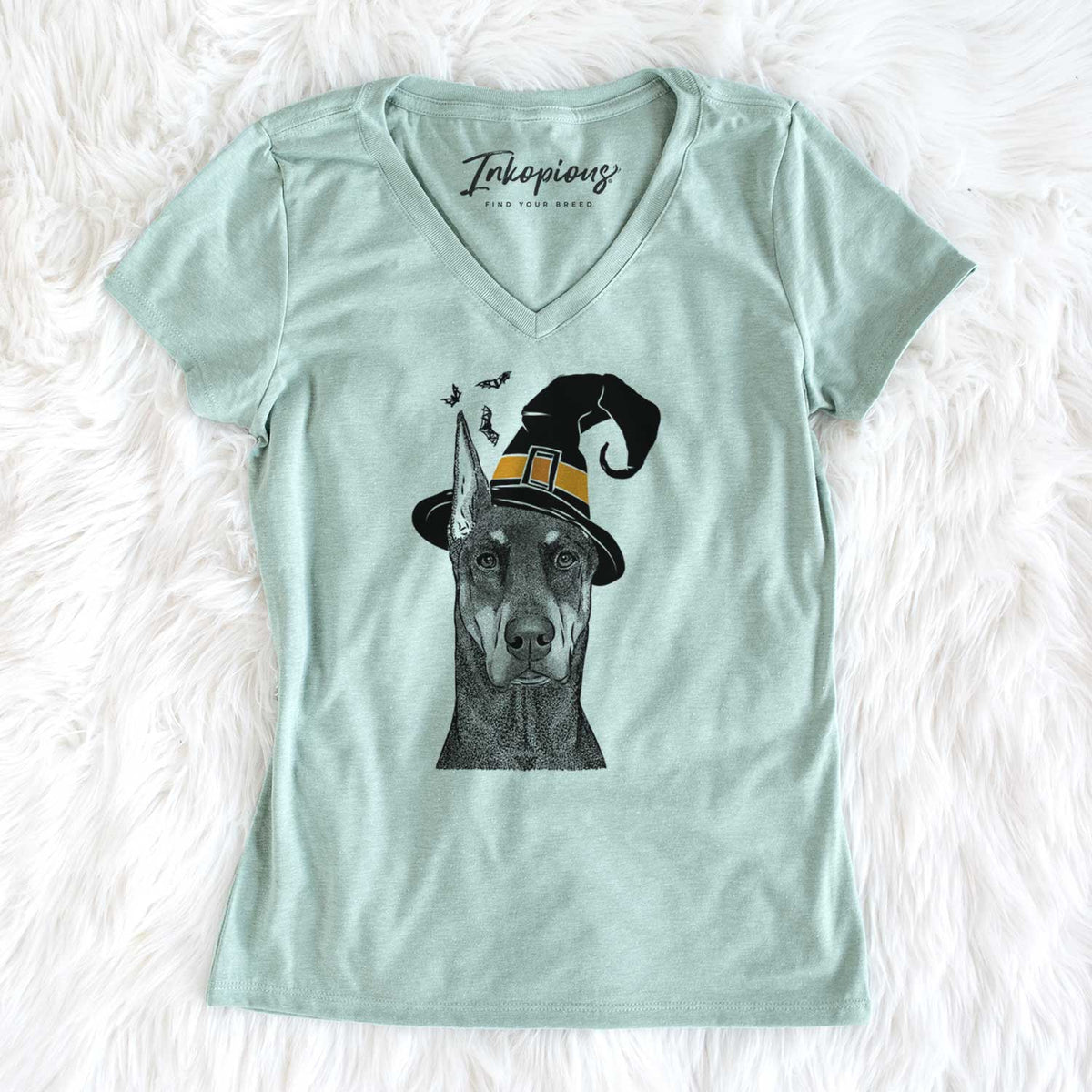 Witch Drake the Doberman Pinscher - Women's V-neck Shirt
