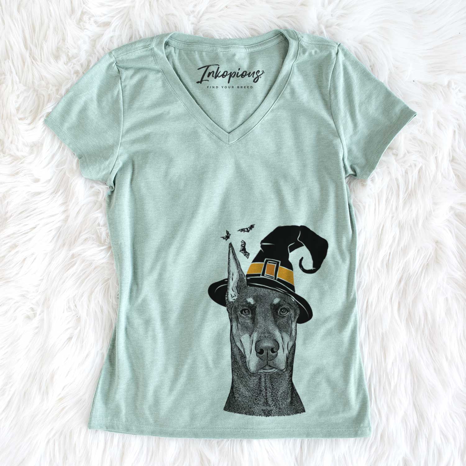 Witch Drake the Doberman Pinscher - Women's V-neck Shirt