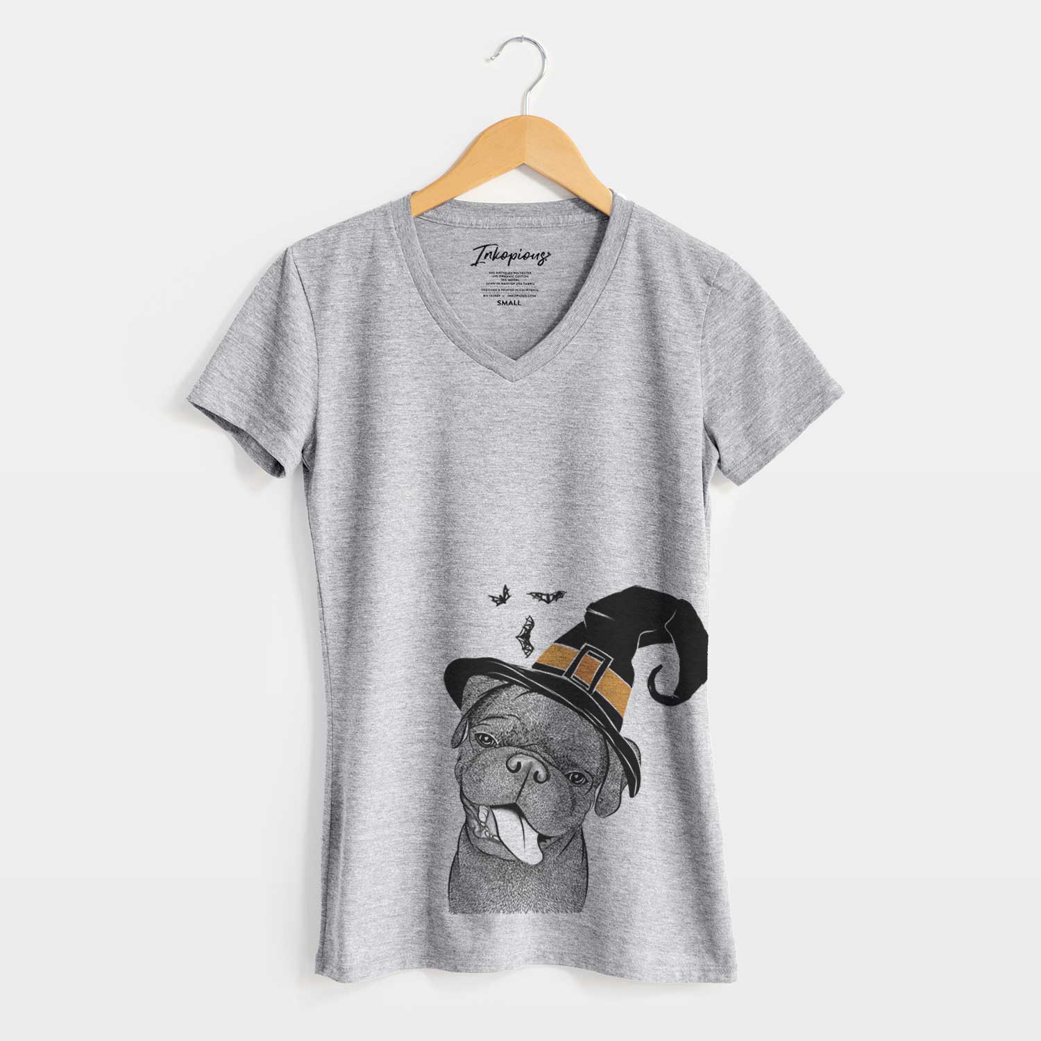 Witch Dudley Danger the Pug - Women's V-neck Shirt