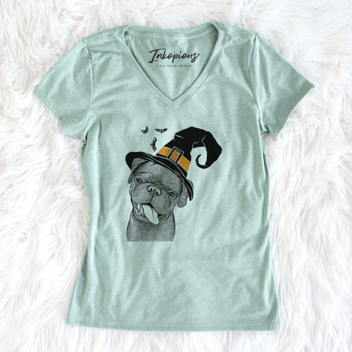 Witch Dudley Danger the Pug - Women's V-neck Shirt