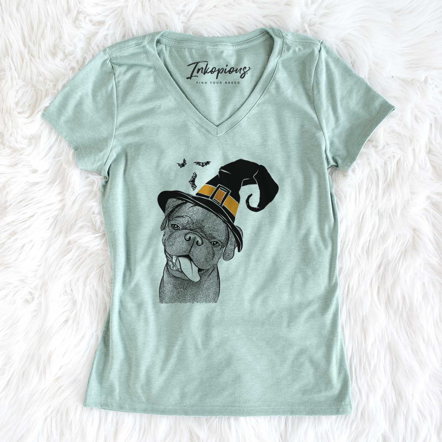 Witch Dudley Danger the Pug - Women's V-neck Shirt