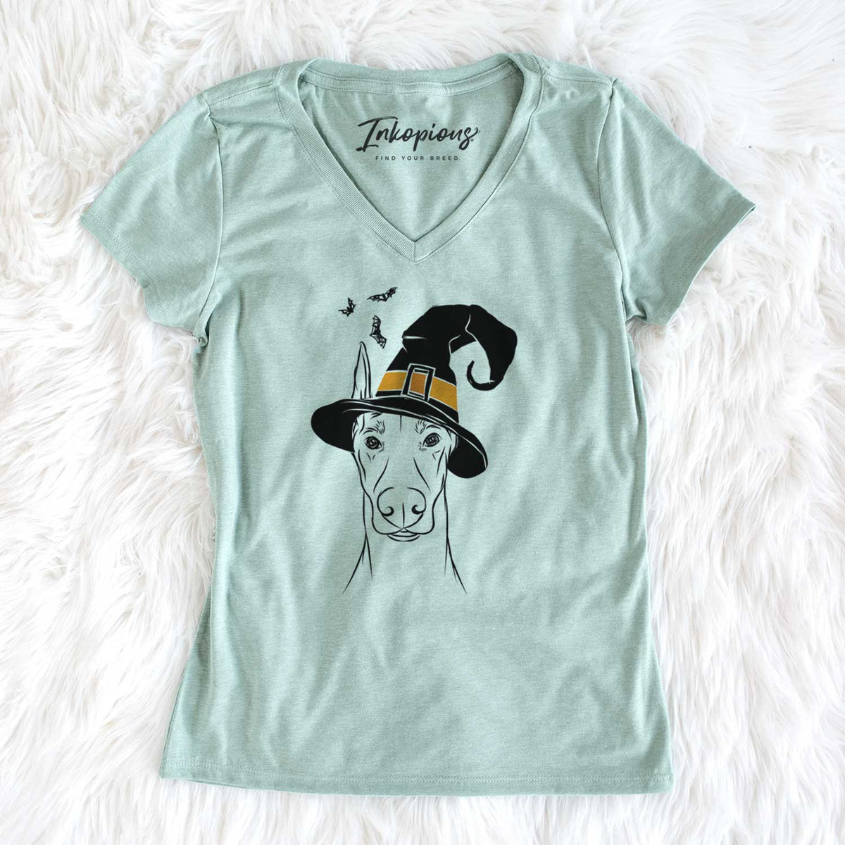 Witch Duke the Doberman Pinscher - Women's V-neck Shirt