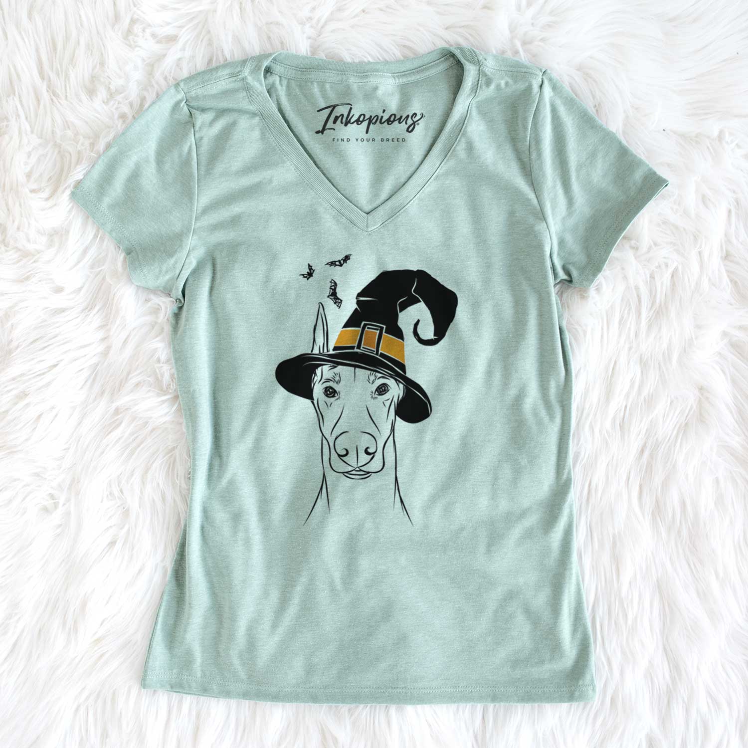 Witch Duke the Doberman Pinscher - Women's V-neck Shirt
