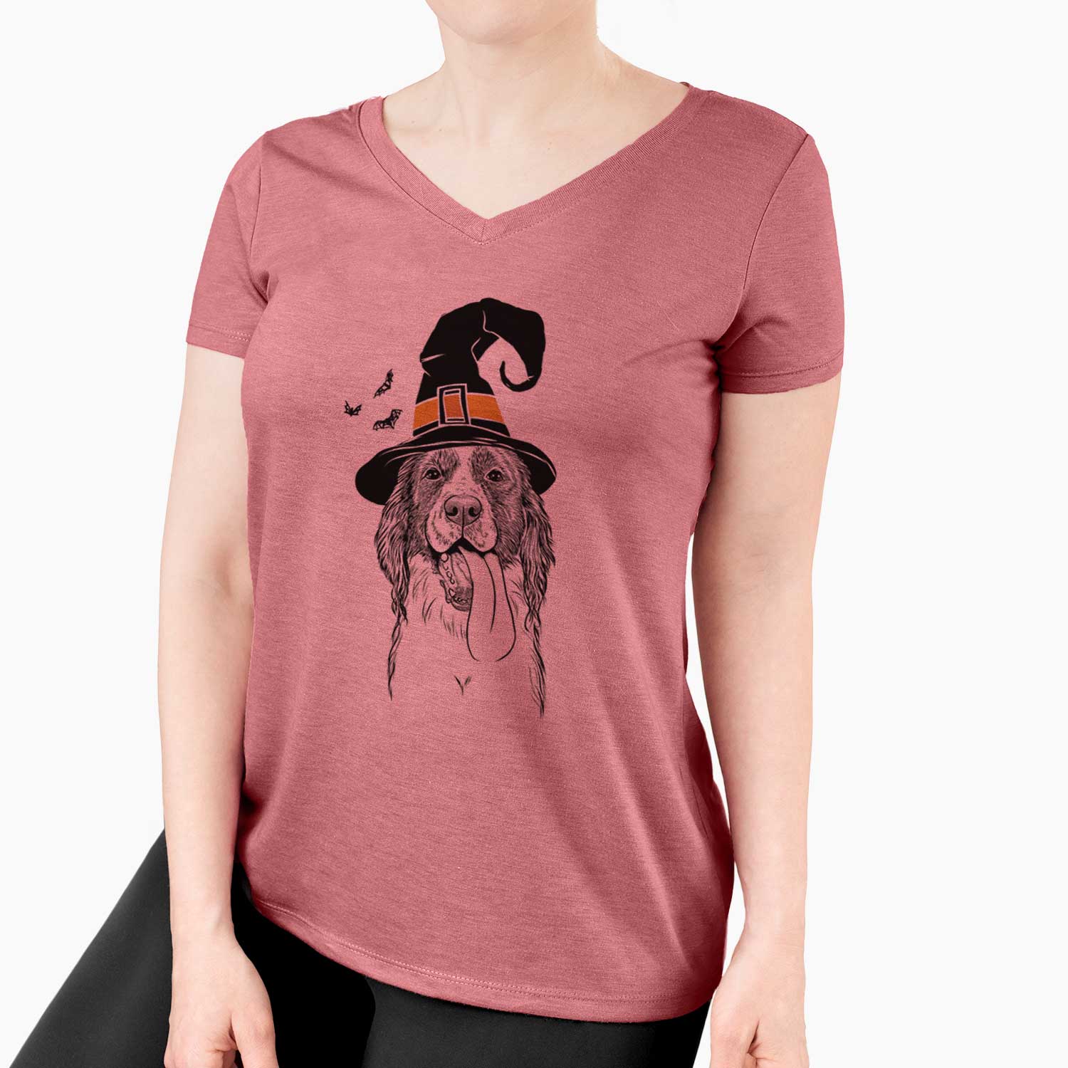 Witch Duke the English Springer Spaniel - Women's V-neck Shirt