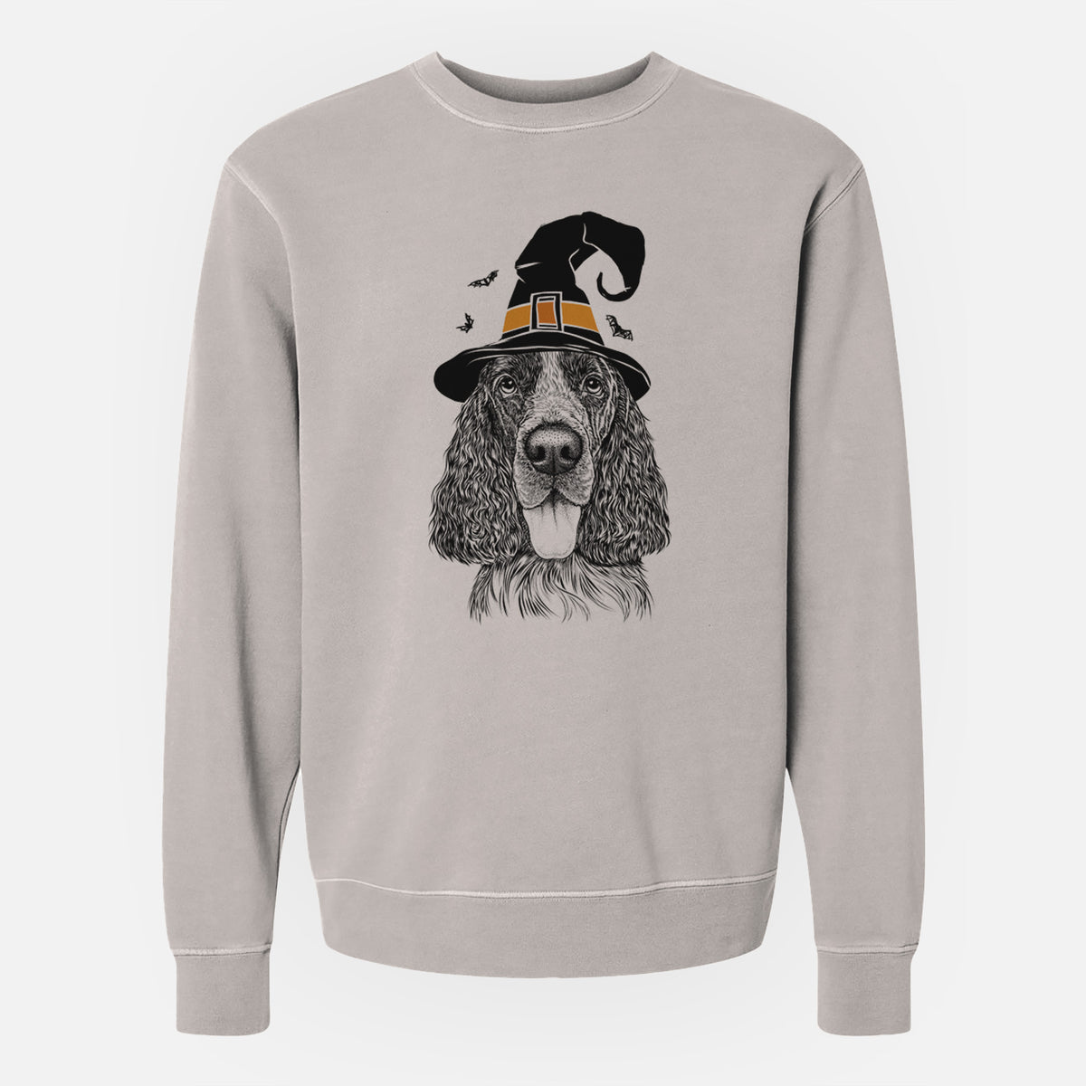 Witch Duke the English Springer Spaniel - Unisex Pigment Dyed Crew Sweatshirt