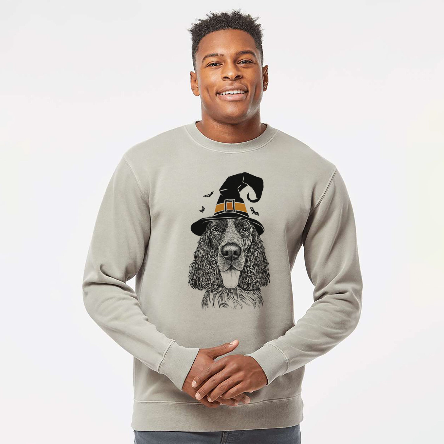 Witch Duke the English Springer Spaniel - Unisex Pigment Dyed Crew Sweatshirt