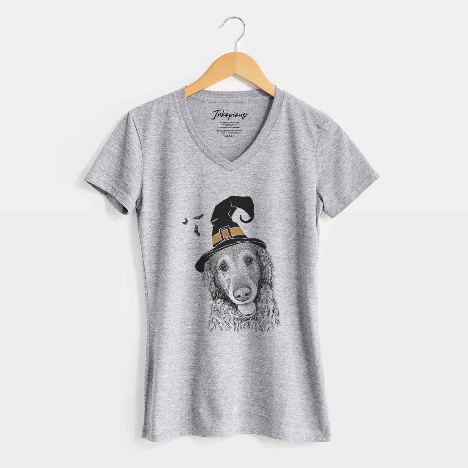 Witch Duncan the Golden Retriever - Women's V-neck Shirt