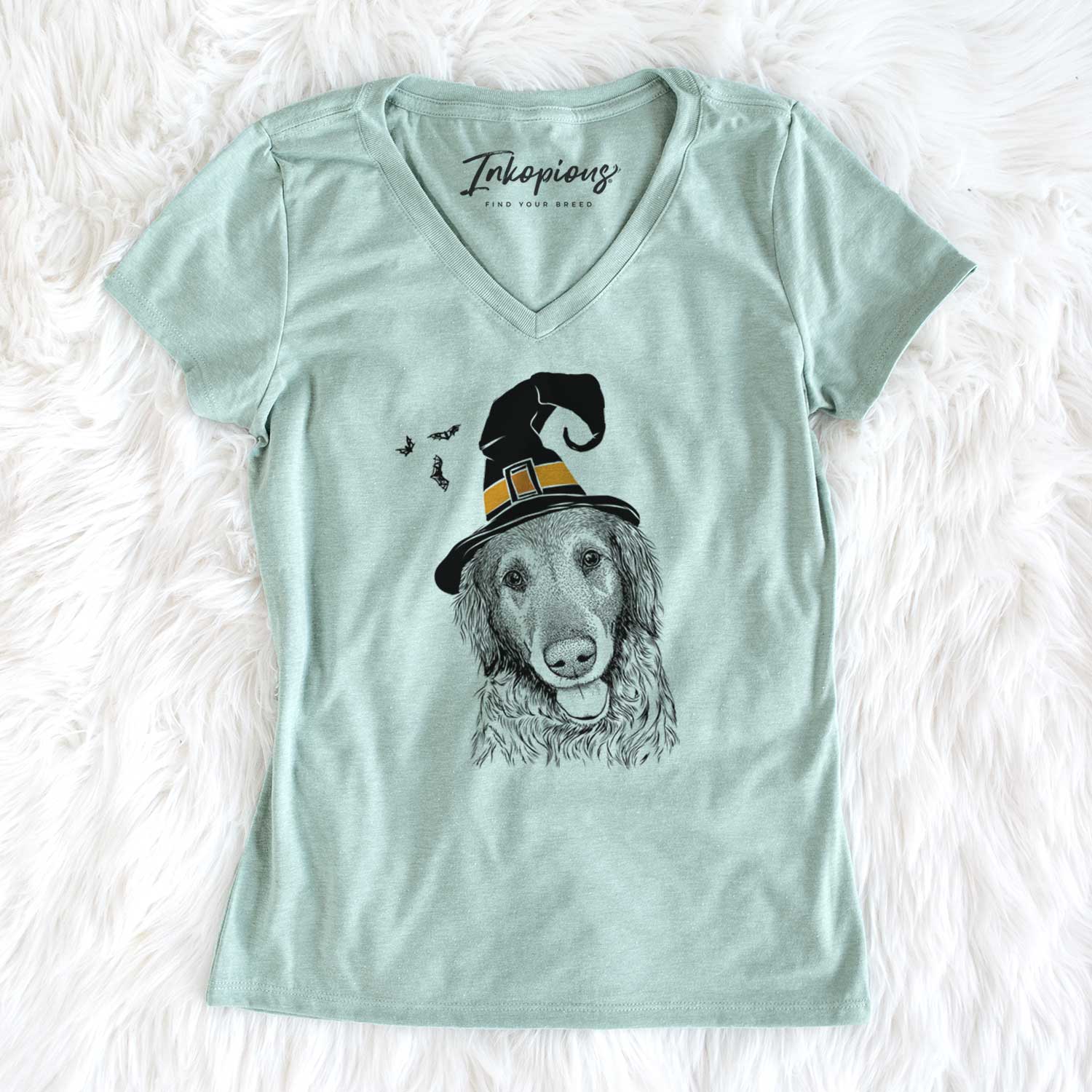Witch Duncan the Golden Retriever - Women's V-neck Shirt