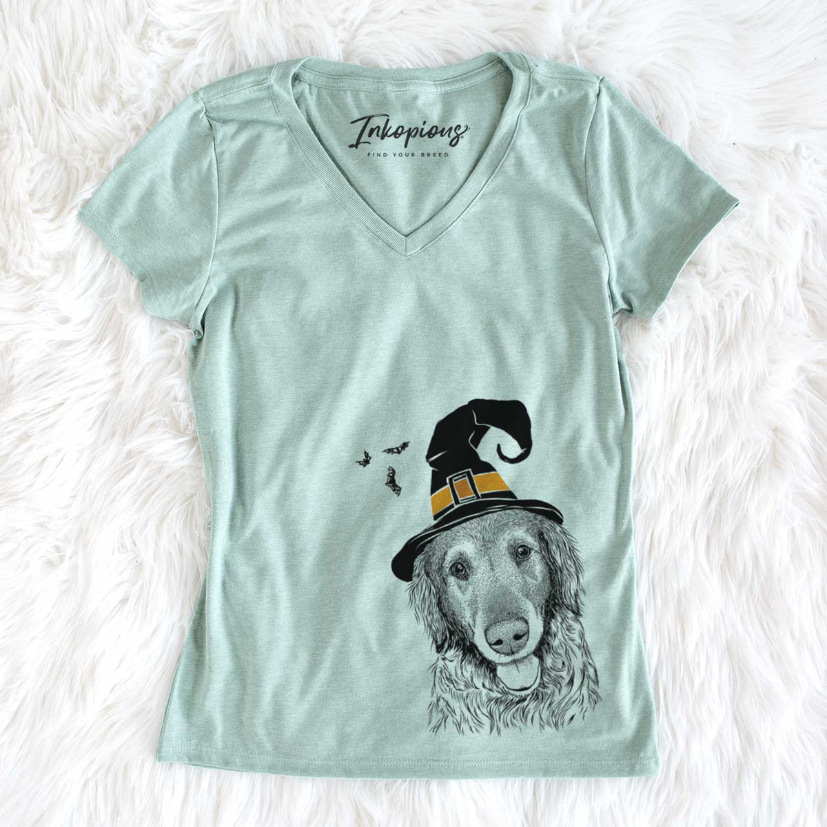 Witch Duncan the Golden Retriever - Women&#39;s V-neck Shirt