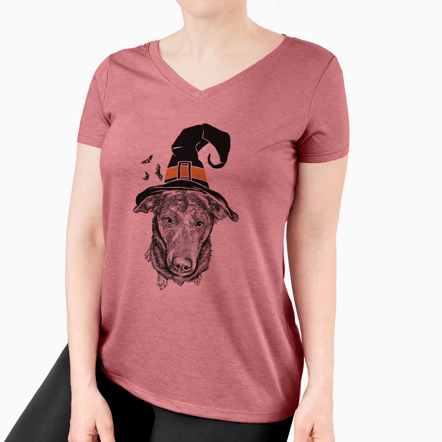 Witch Echo the Pitbull Beagle Mix - Women's V-neck Shirt