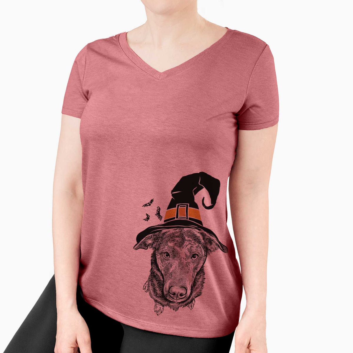 Witch Echo the Pitbull Beagle Mix - Women's V-neck Shirt