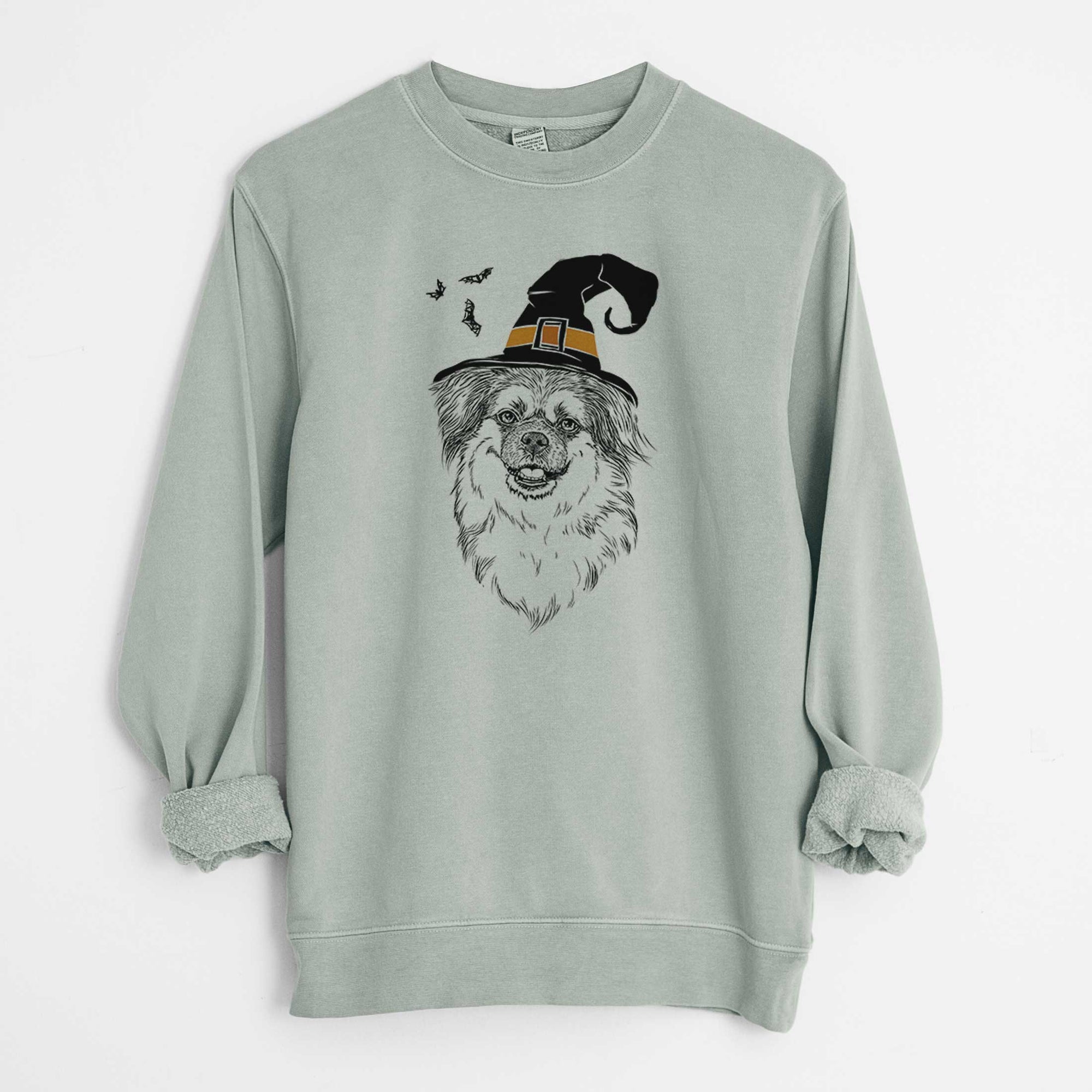 Witch Ed the Tibetan Spaniel - Unisex Pigment Dyed Crew Sweatshirt