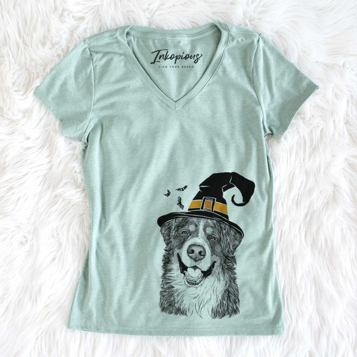 Witch Eiger the Bernese Mountain Dog - Women&#39;s V-neck Shirt