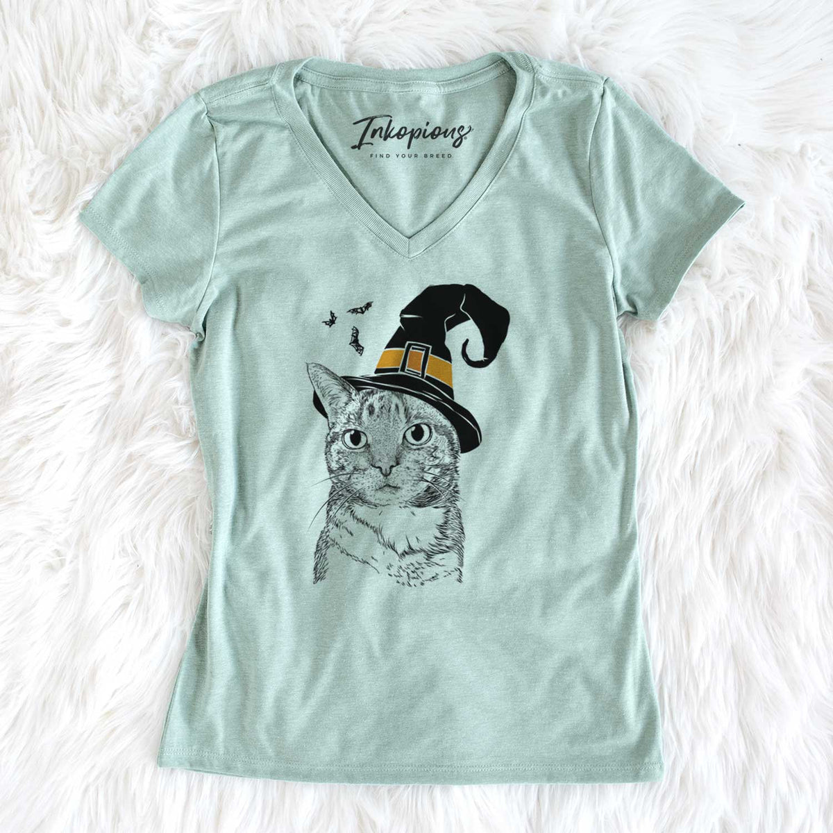 Witch Eleanor the Domestic Shorthair Cat - Women's V-neck Shirt