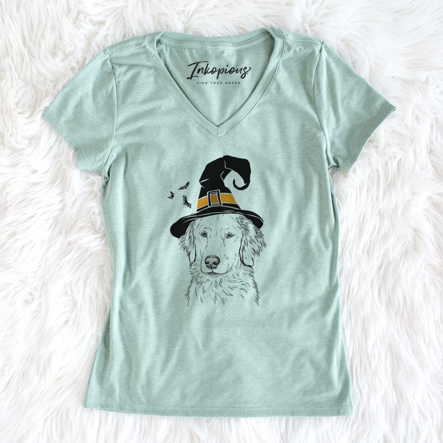 Witch Eli the Golden Retriever - Women's V-neck Shirt