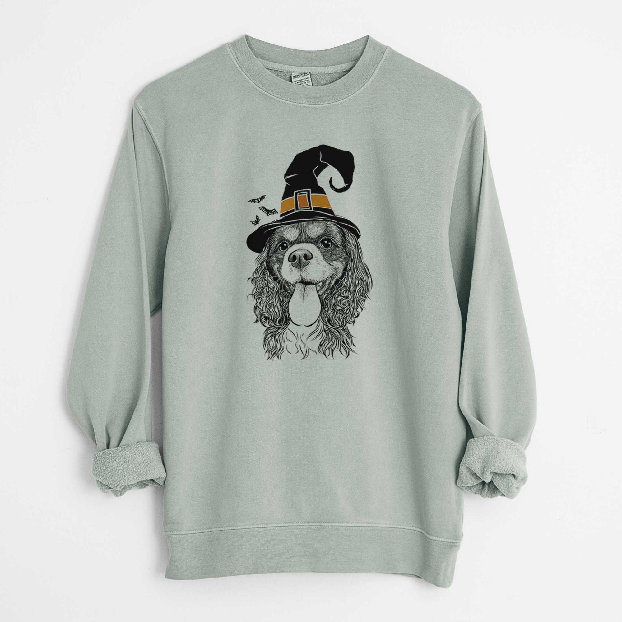 Witch Elizabeth the Cavalier King Charles Spaniel - Unisex Pigment Dyed Crew Sweatshirt