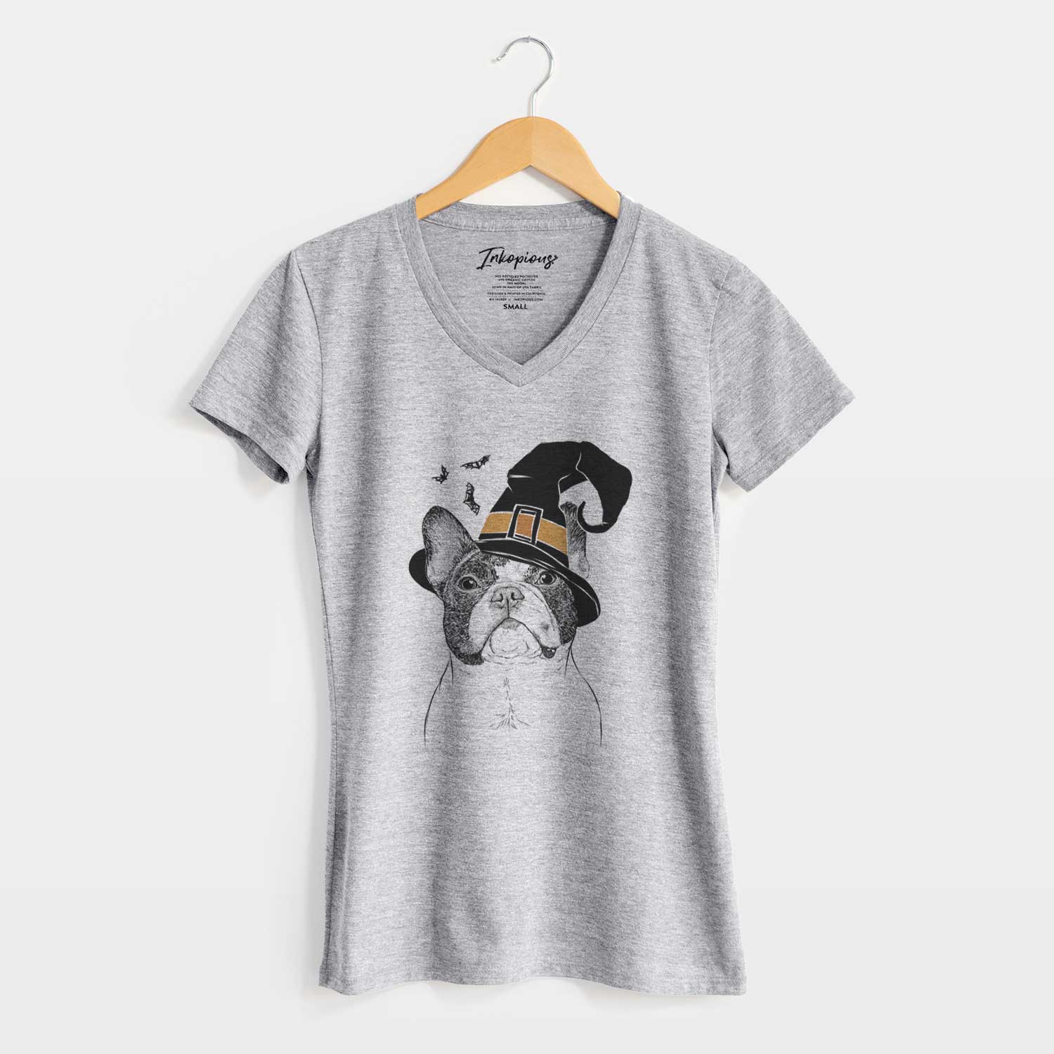 Witch Ella the French Bulldog - Women's V-neck Shirt