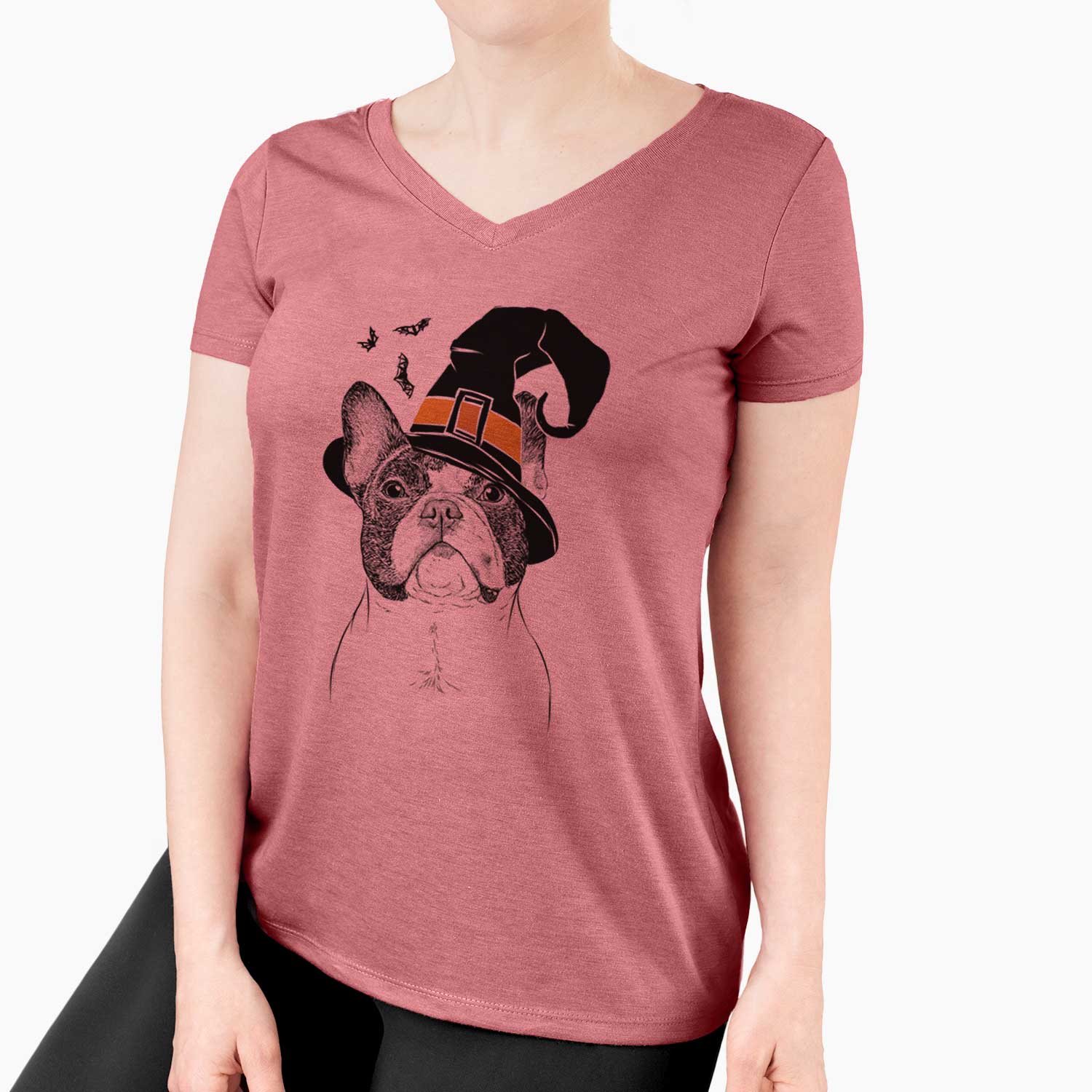 Witch Ella the French Bulldog - Women's V-neck Shirt