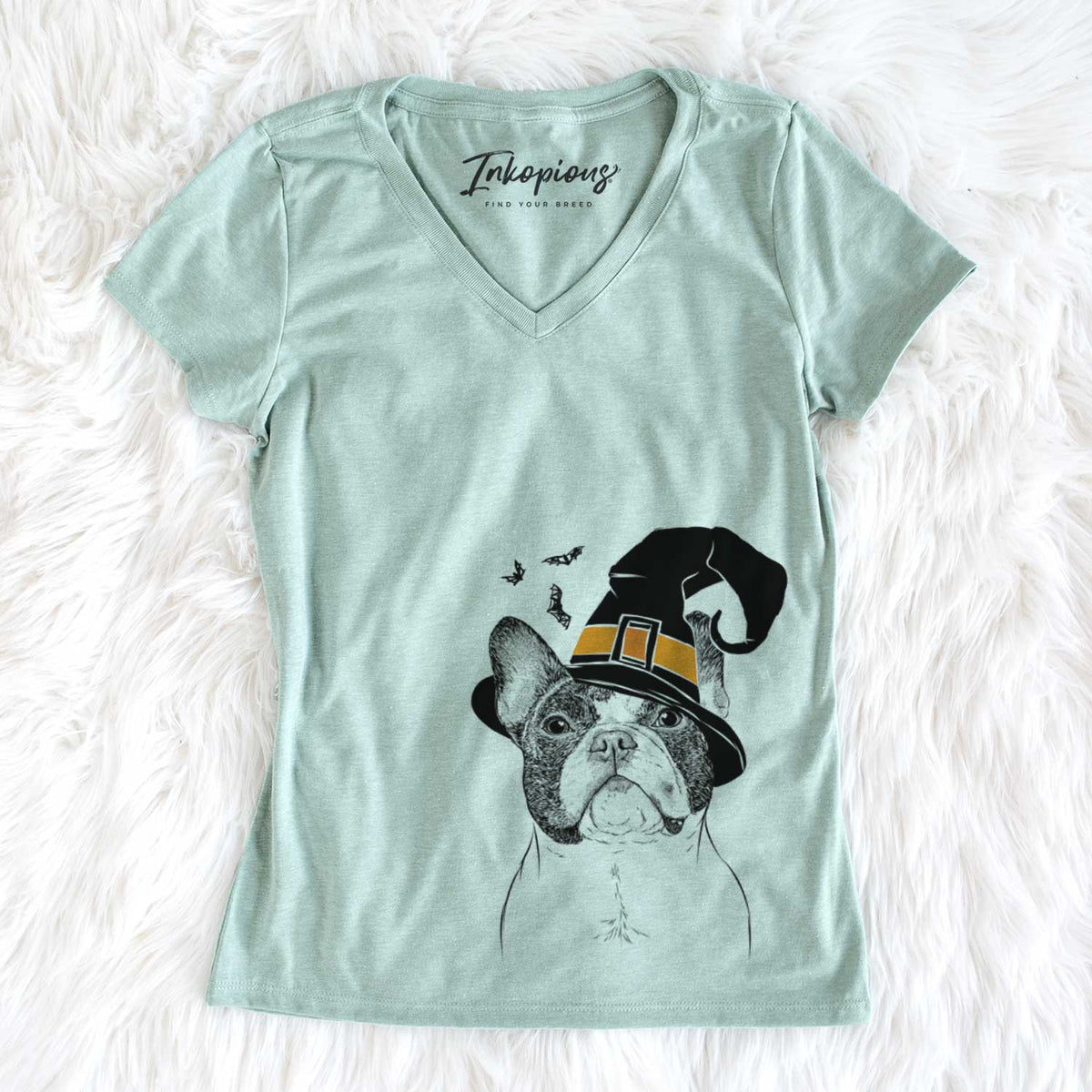 Witch Ella the French Bulldog - Women&#39;s V-neck Shirt