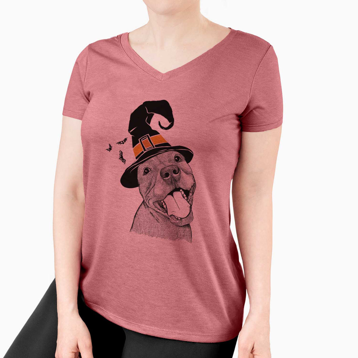 Witch Eloise the Pitbull Mix - Women's V-neck Shirt