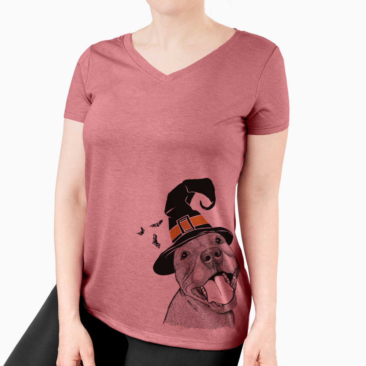 Witch Eloise the Pitbull Mix - Women's V-neck Shirt