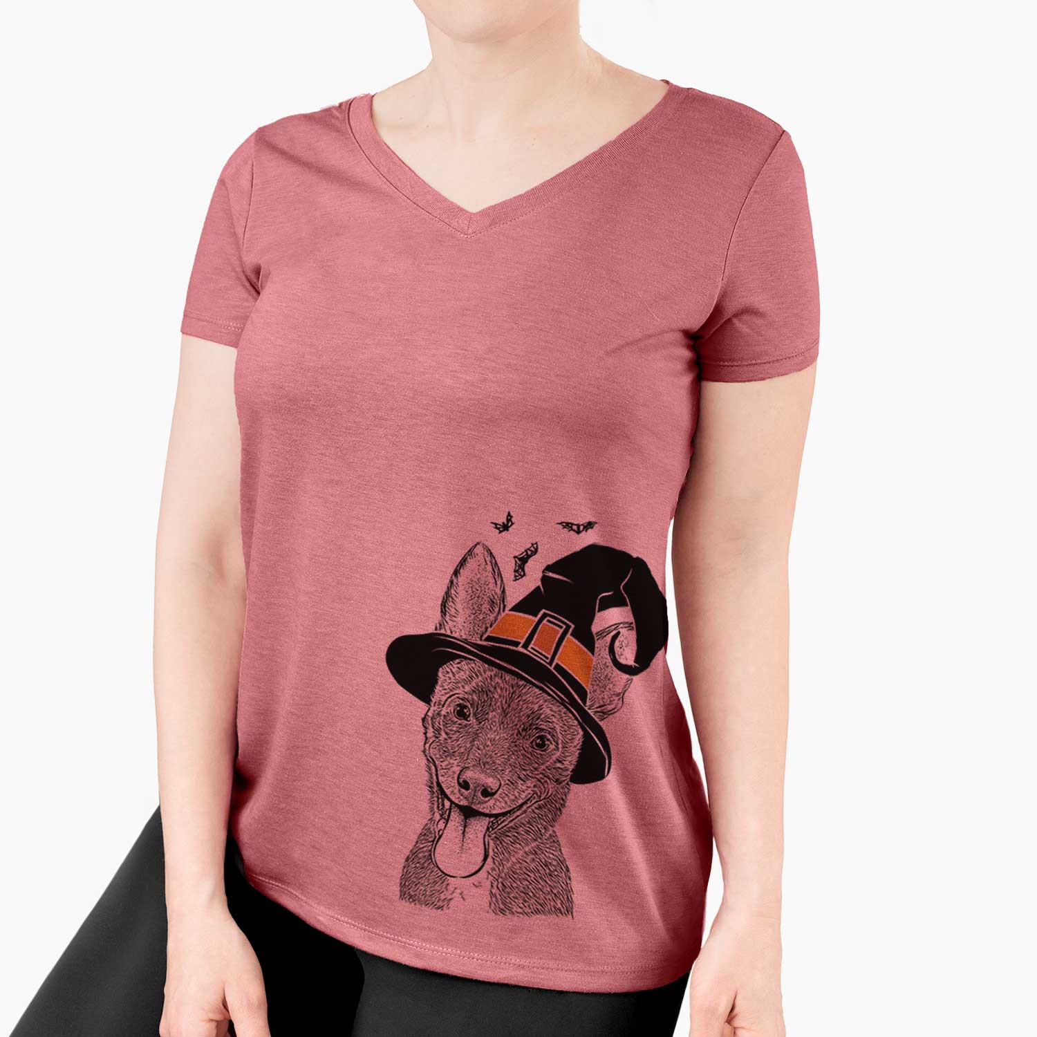 Witch Elvira the Terrier Mix - Women's V-neck Shirt