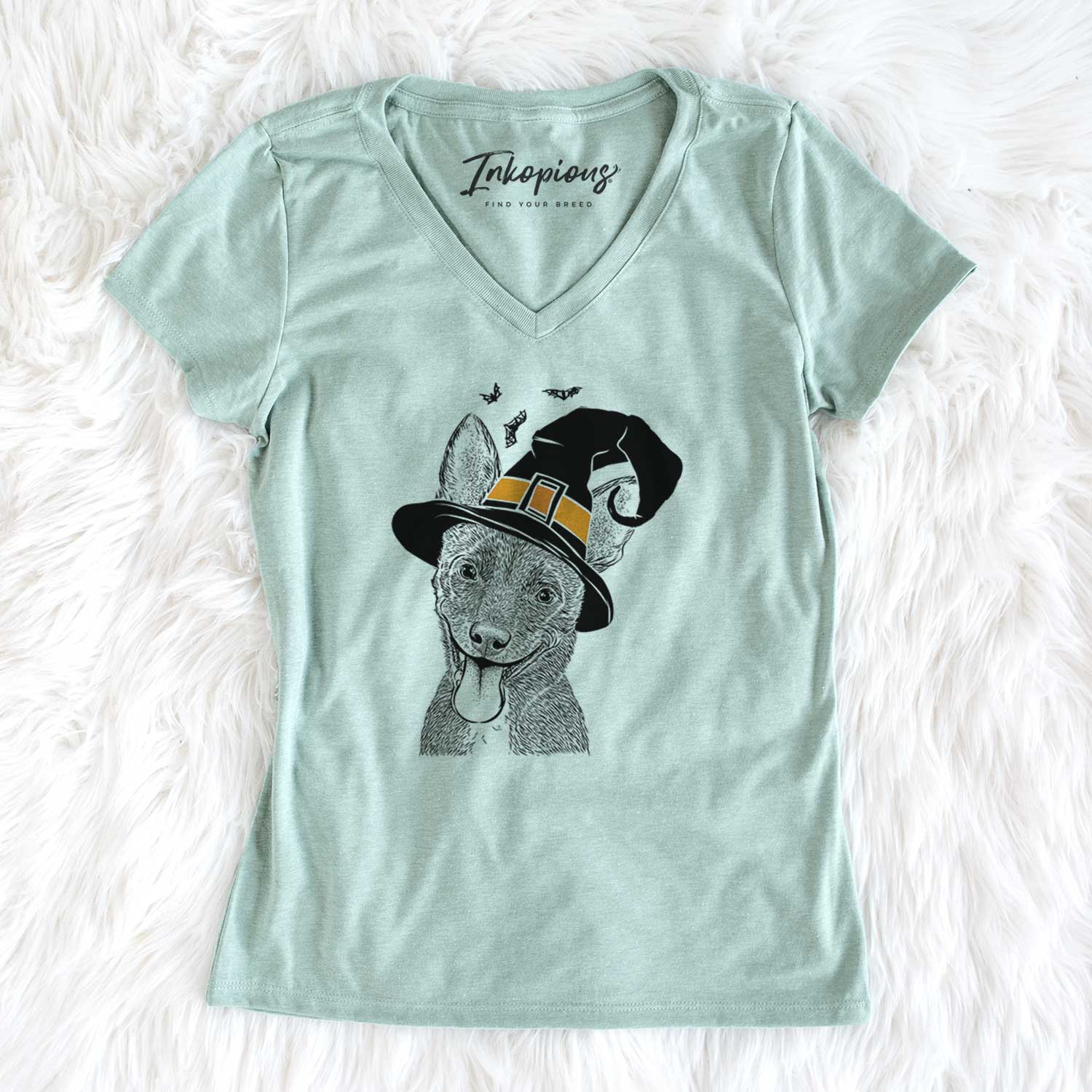 Witch Elvira the Terrier Mix - Women's V-neck Shirt