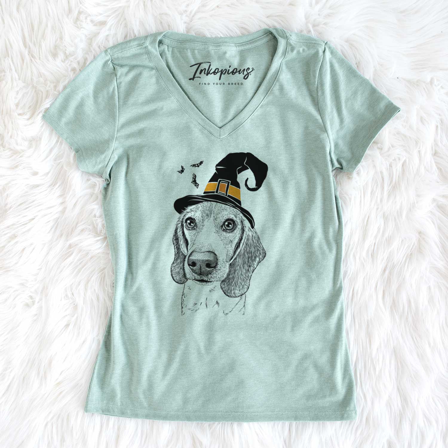 Witch Elvis the Bluetick Beagle - Women's V-neck Shirt