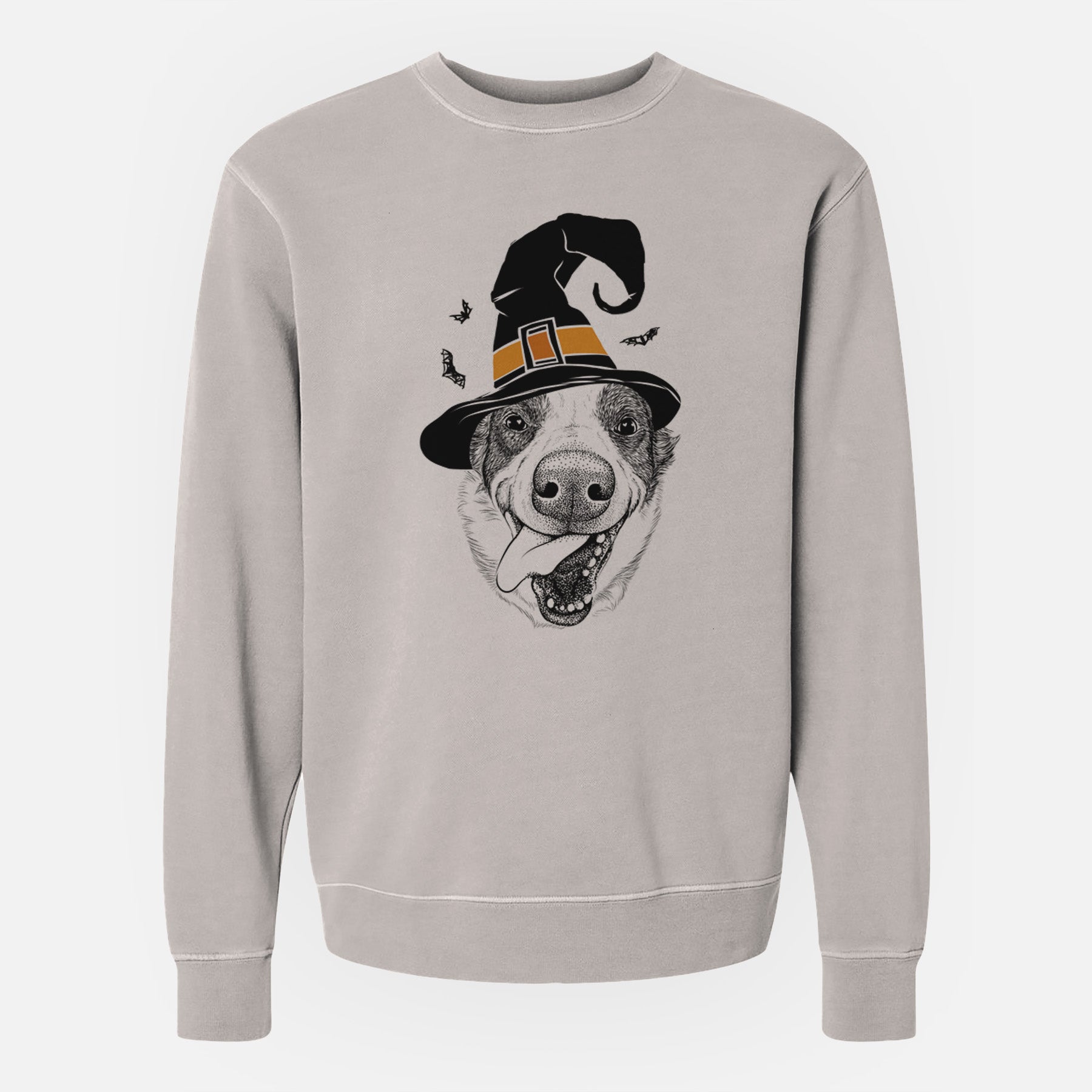 Witch Elwood the Border Collie - Unisex Pigment Dyed Crew Sweatshirt