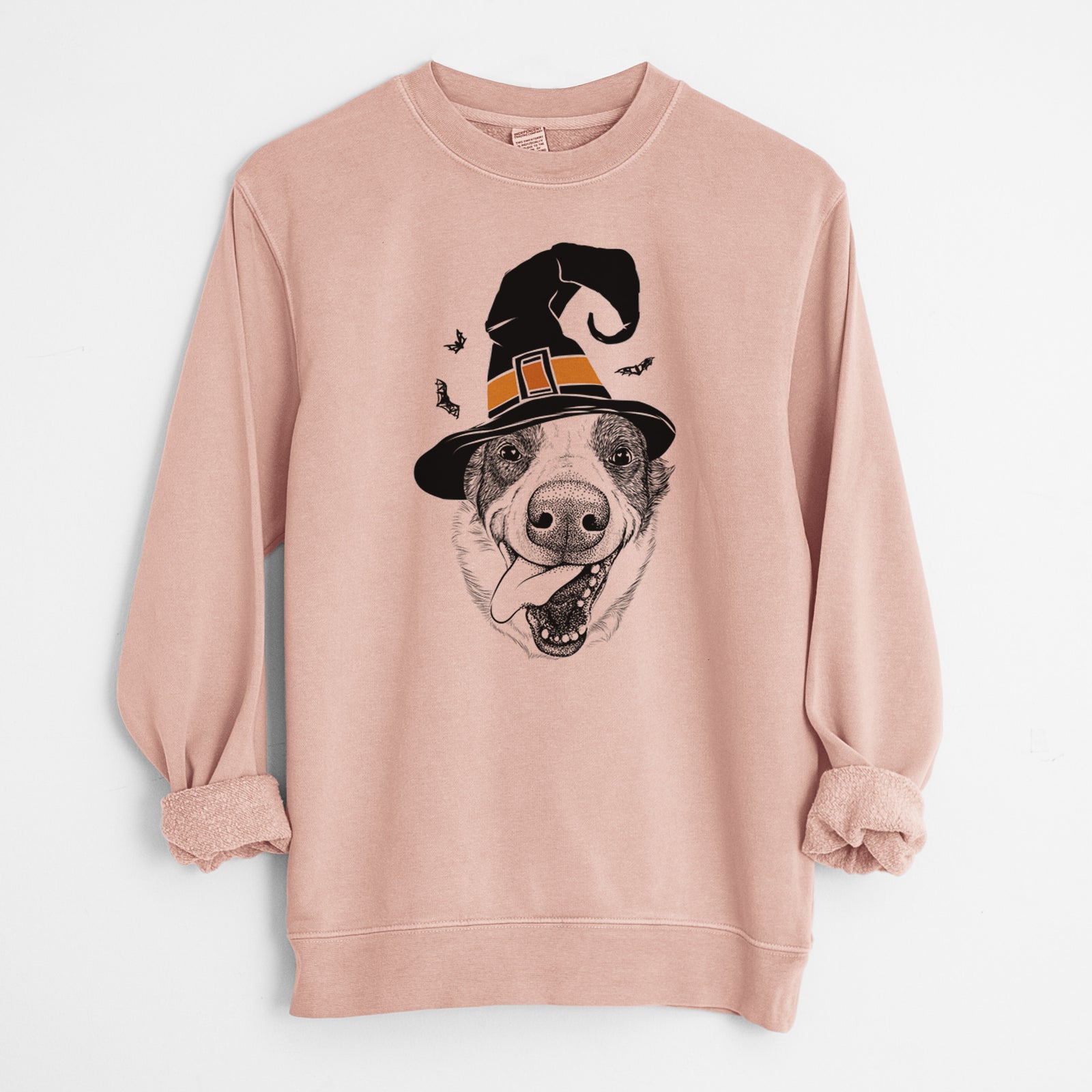 Witch Elwood the Border Collie - Unisex Pigment Dyed Crew Sweatshirt