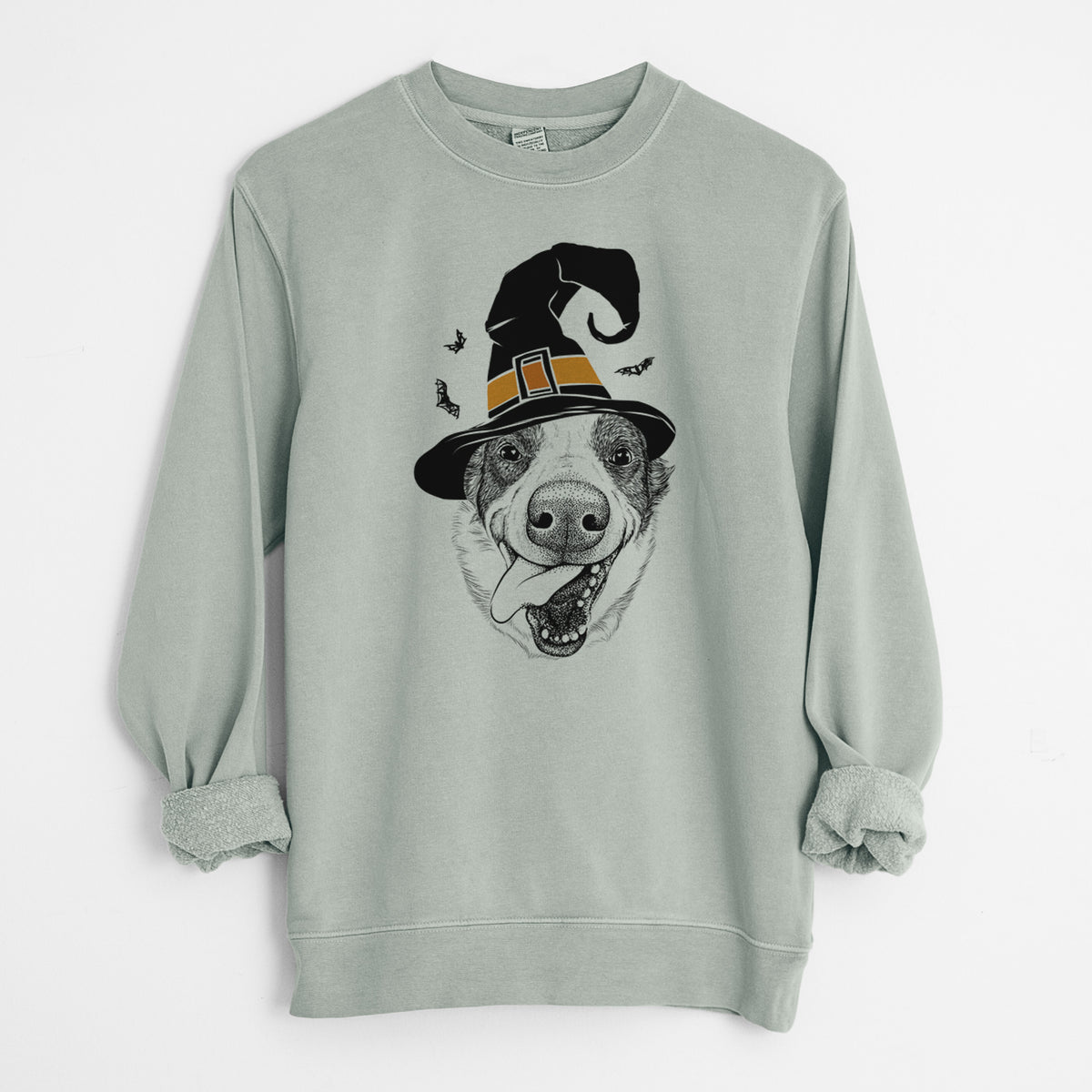 Witch Elwood the Border Collie - Unisex Pigment Dyed Crew Sweatshirt