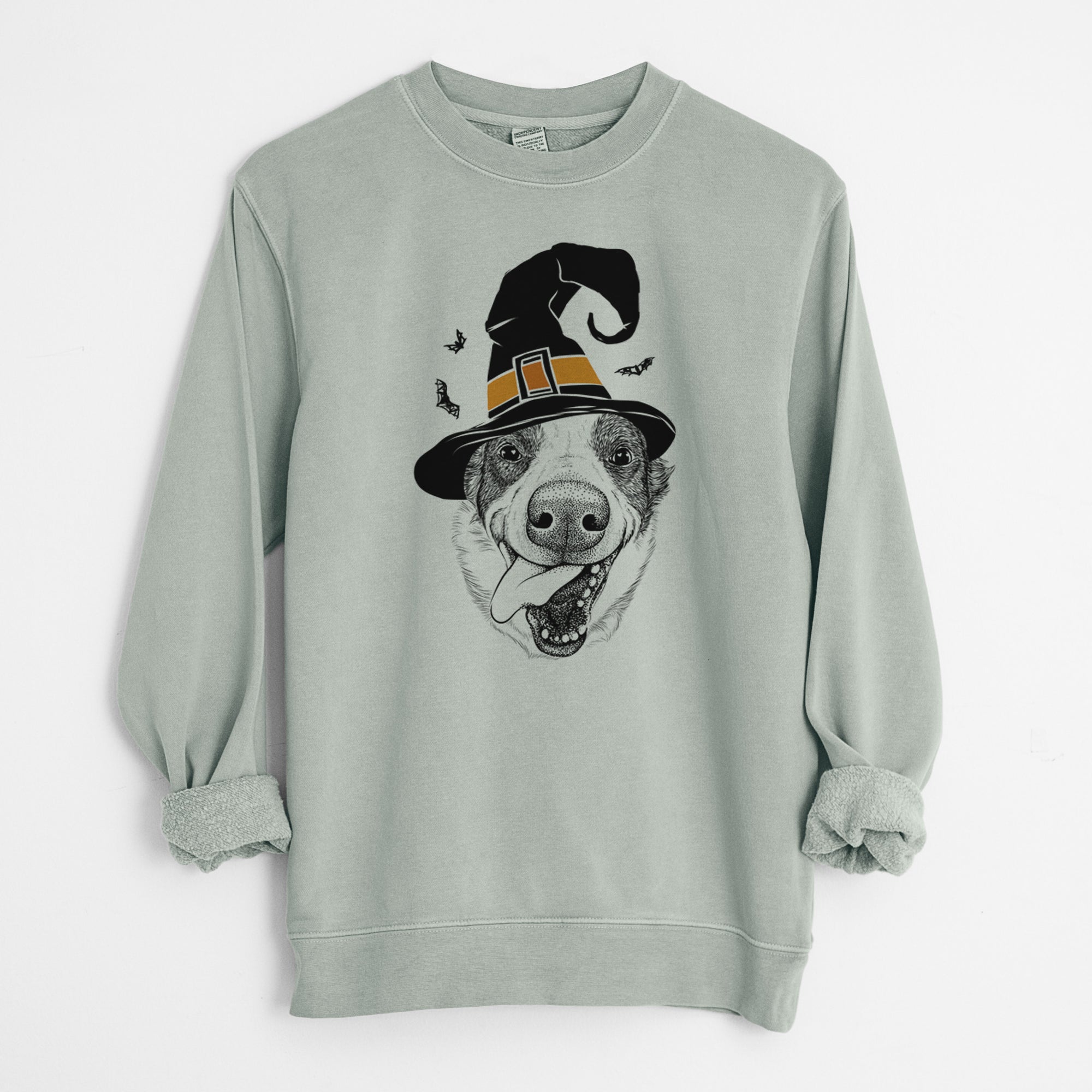 Witch Elwood the Border Collie - Unisex Pigment Dyed Crew Sweatshirt