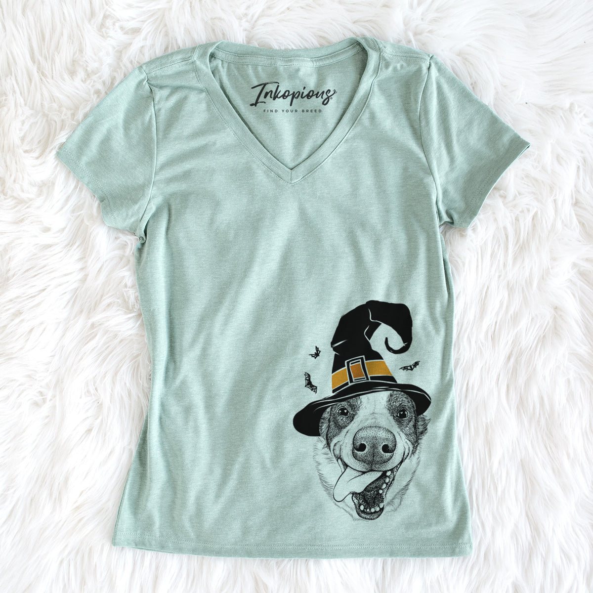 Witch Elwood the Border Collie - Women&#39;s Perfect V-neck Shirt