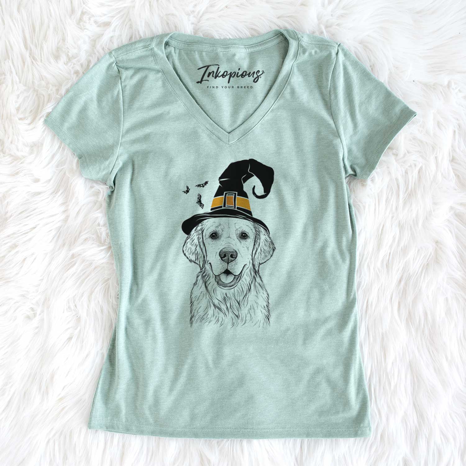 Witch Emma the Golden Retriever - Women's V-neck Shirt