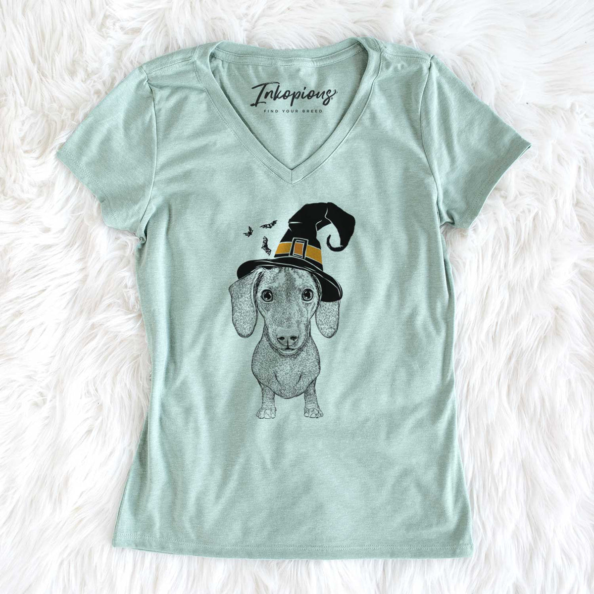 Witch Ernie the Mini Dachshund - Women's V-neck Shirt