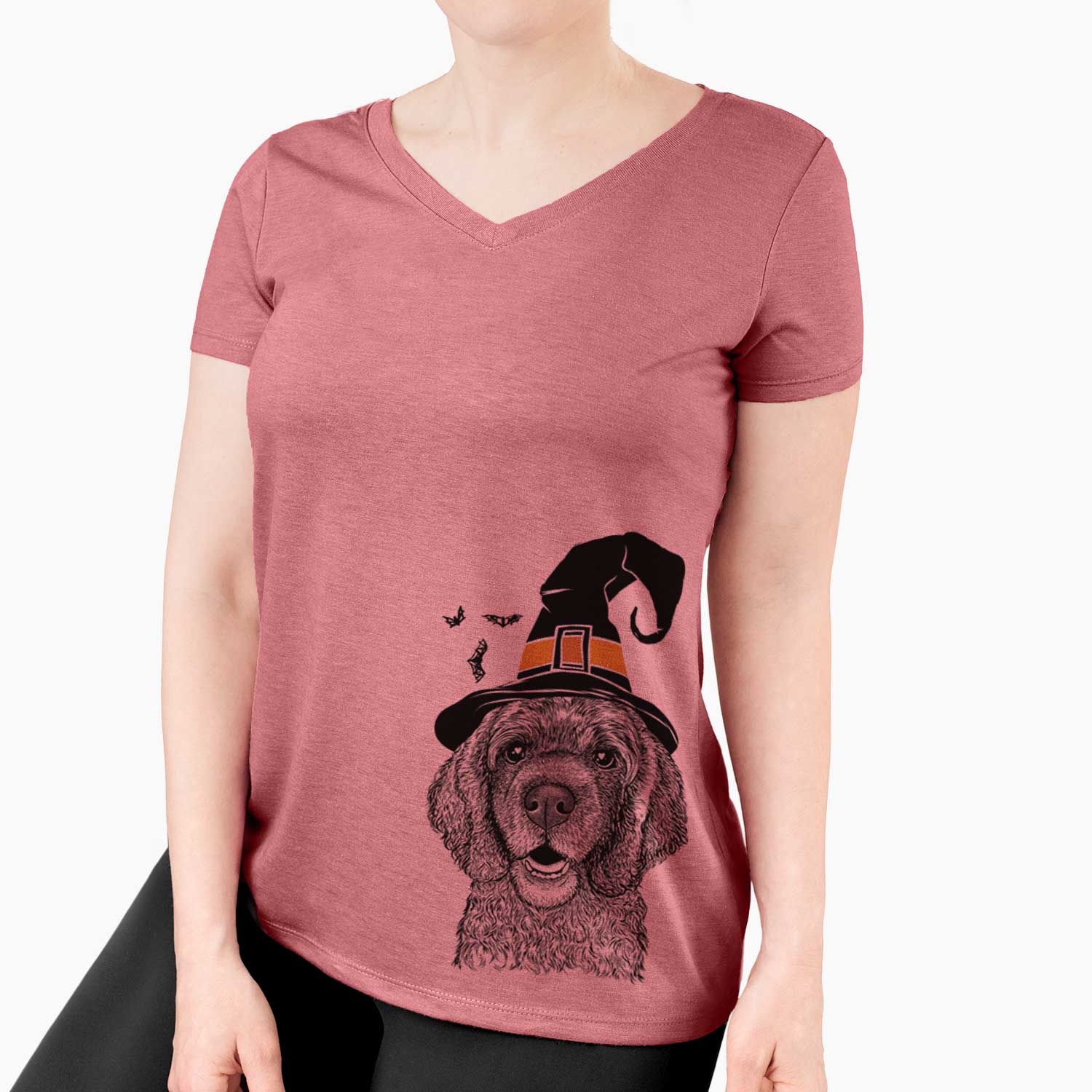 Witch Fannie Mae the Cocker Spaniel - Women's V-neck Shirt