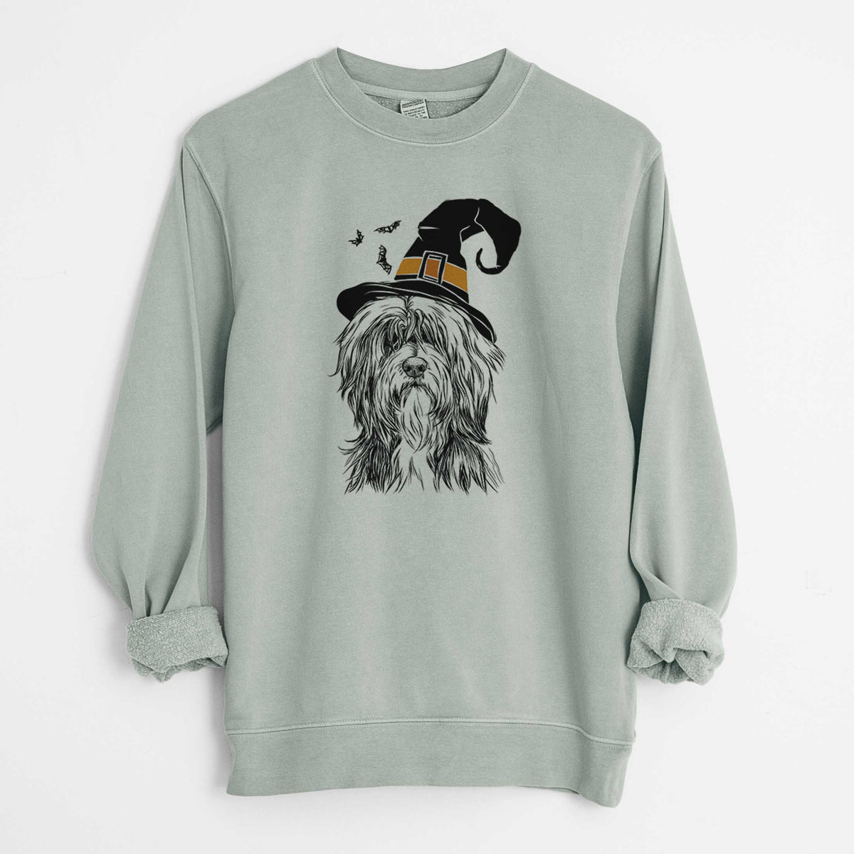 Witch Fiji the Polish Lowland Sheepdog - Unisex Pigment Dyed Crew Sweatshirt